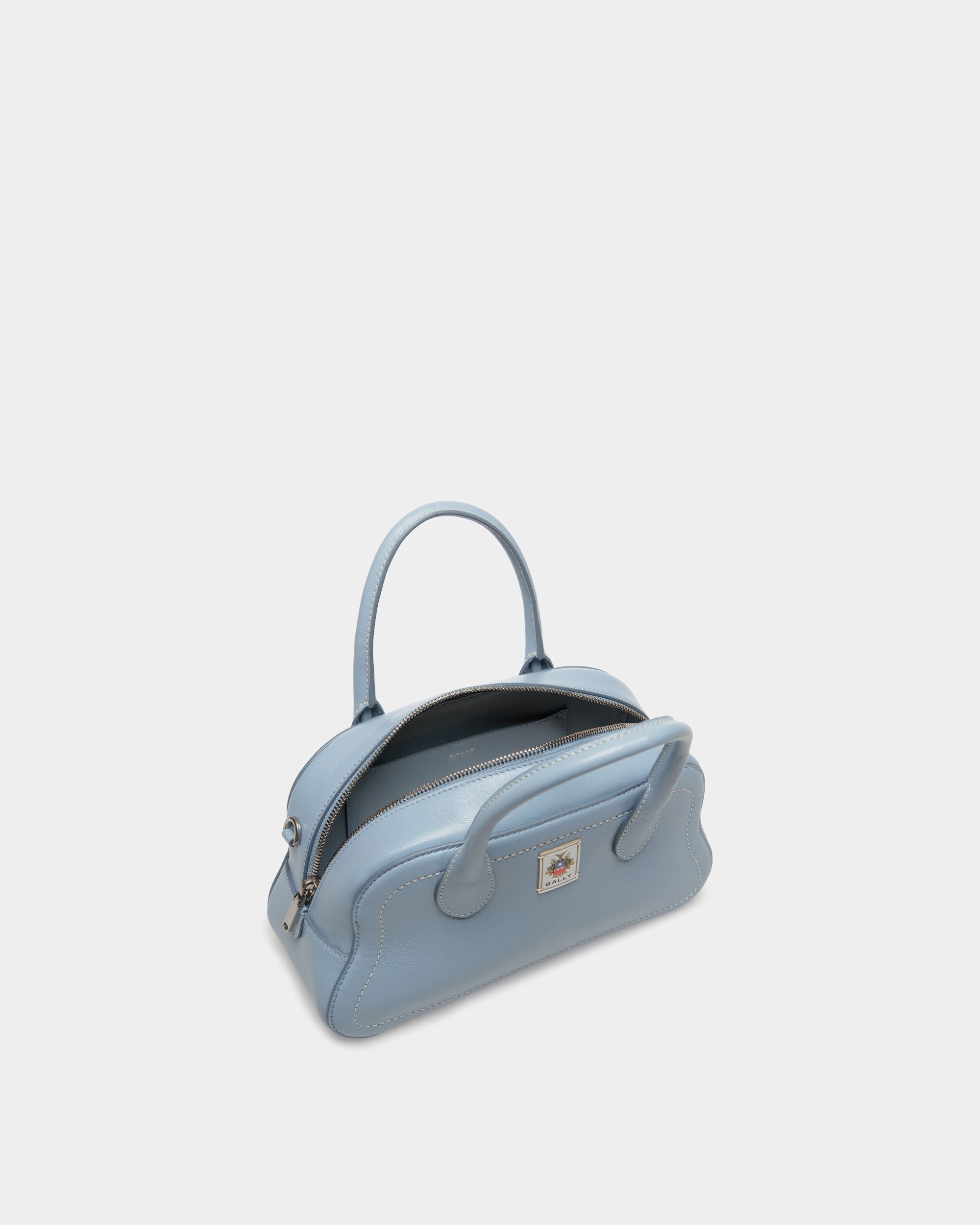 Unda Henkeltasche Aus Genarbtem Leder In Light Blue - Women's - Bally - 05