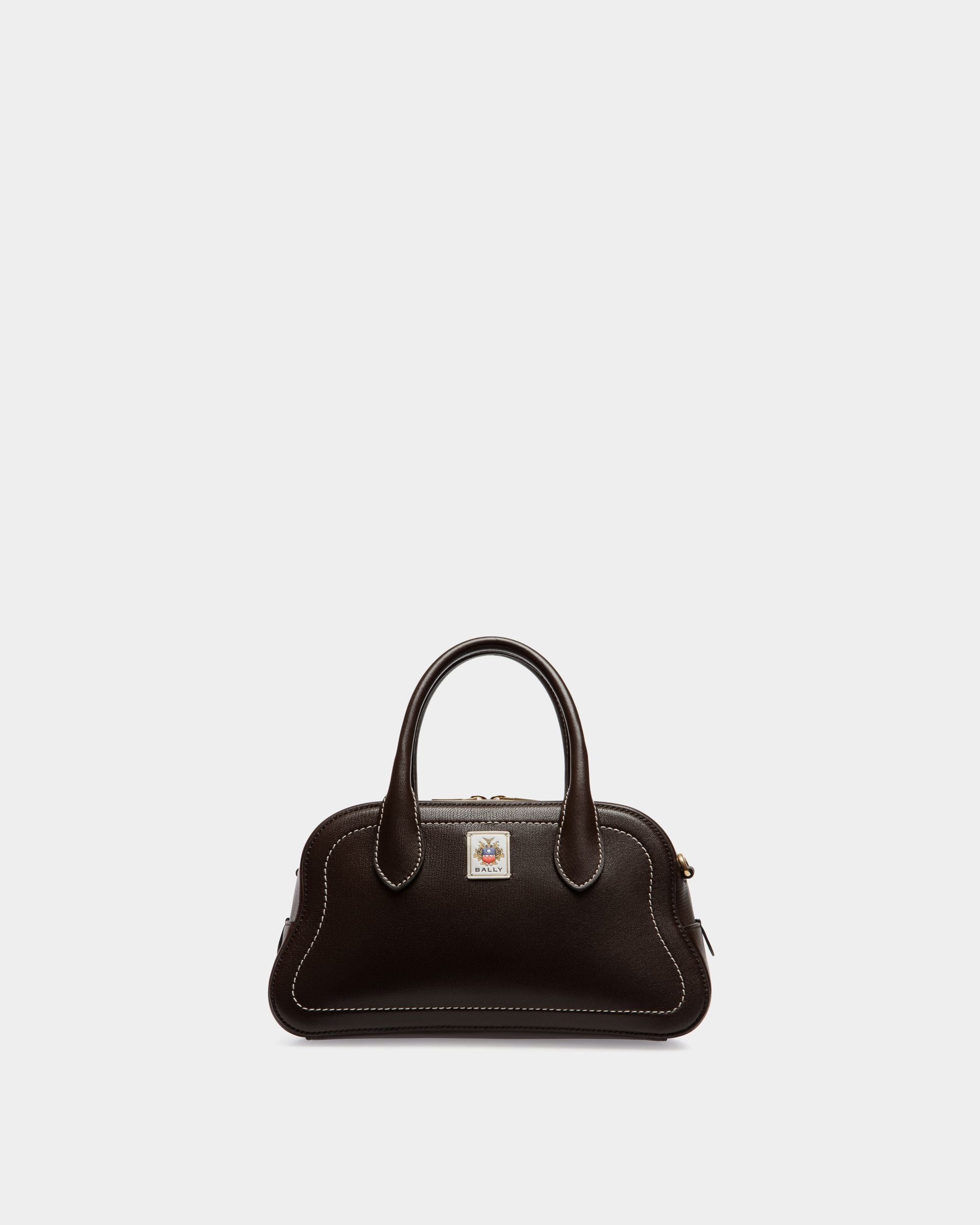Sac À Anse Supérieure Unda En Cuir Grainé Ebano - Femme - Bally - 01