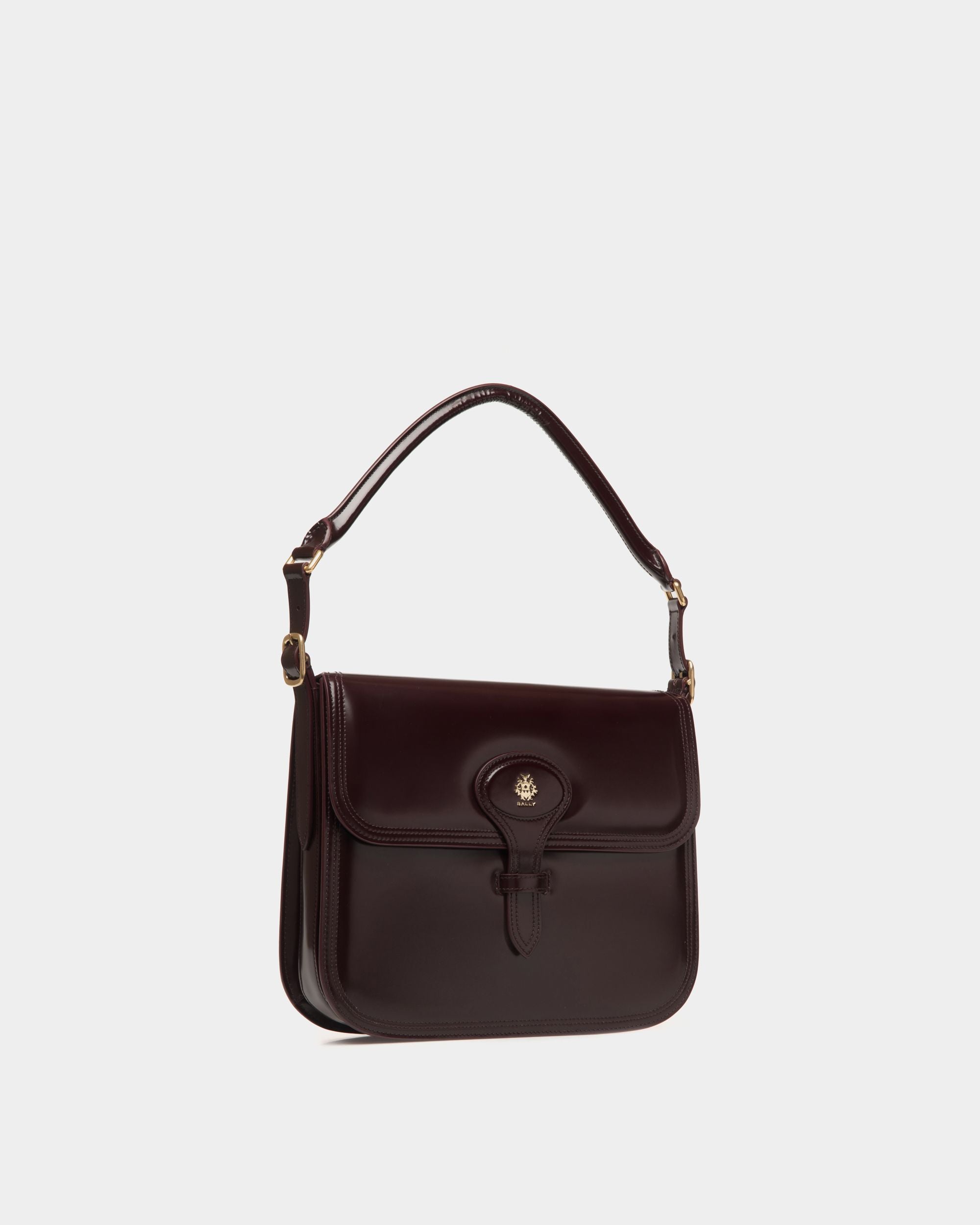 Beckett Shoulder Bag In Deep Burgundy Brushed Leather - Women's - Bally - 03