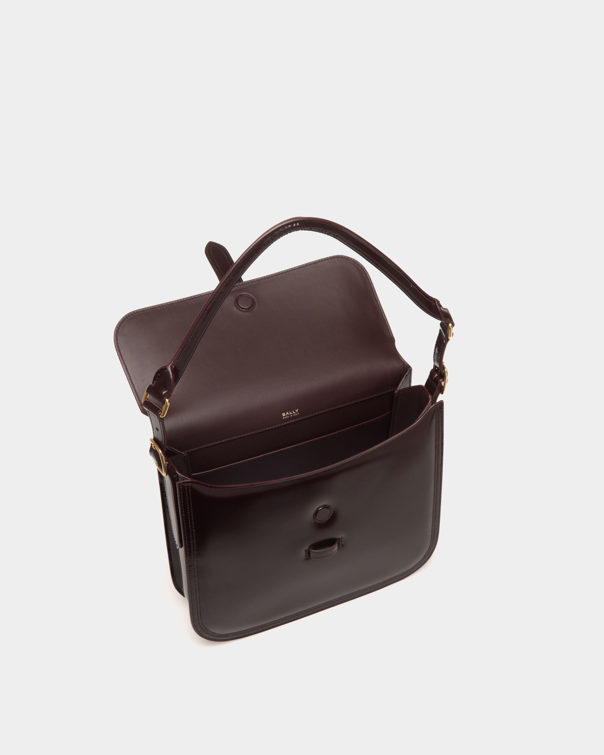 Beckett Shoulder Bag In Deep Burgundy Brushed Leather - Women's - Bally - 04