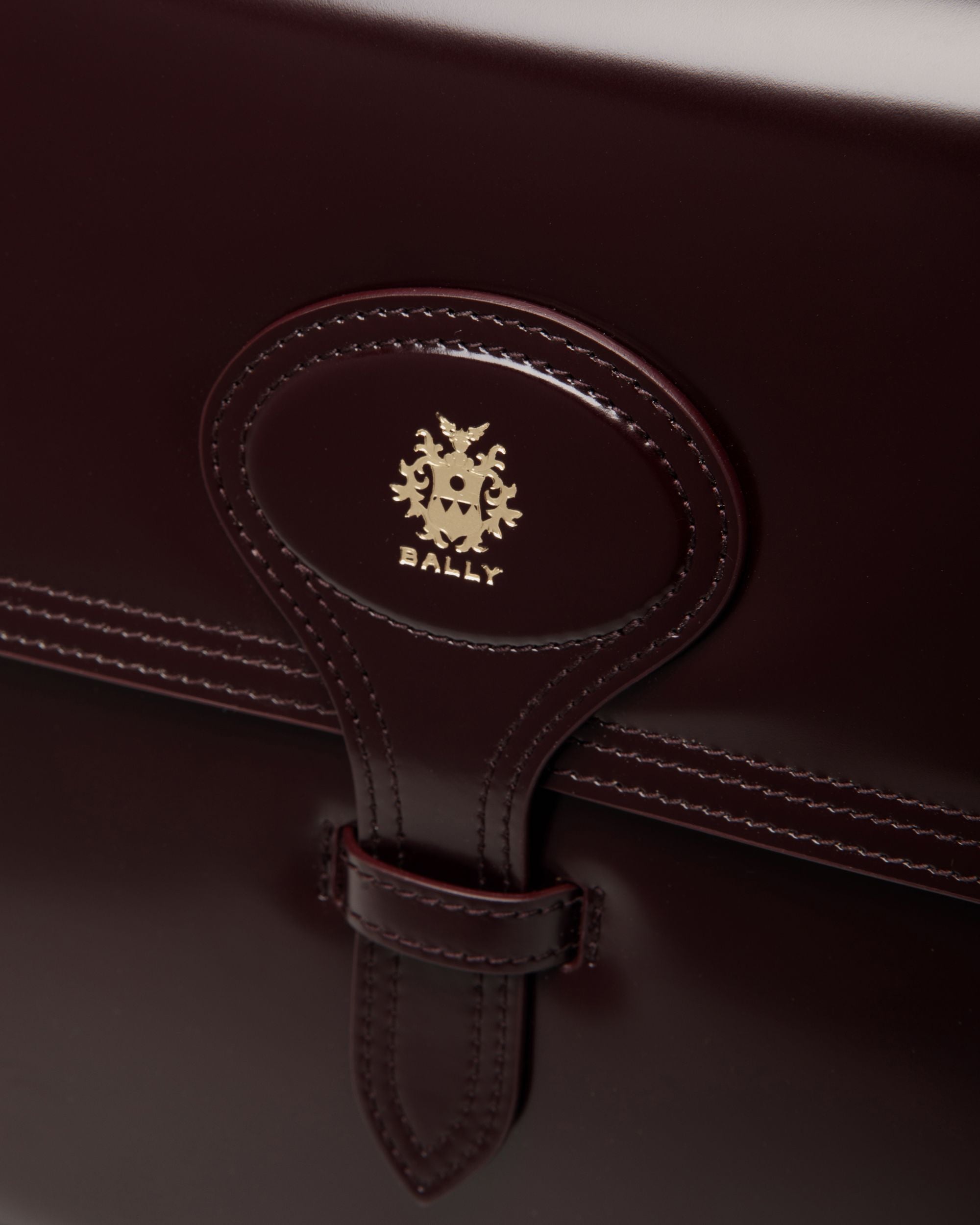Beckett Shoulder Bag In Deep Burgundy Brushed Leather - Women's - Bally - 04