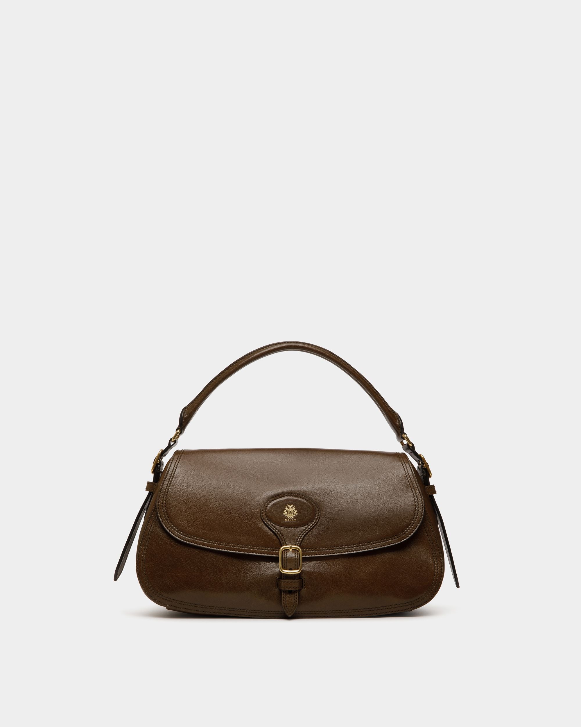 Beckett Shoulder Bag in Marron Glacé Leather - Women's - Bally - 01