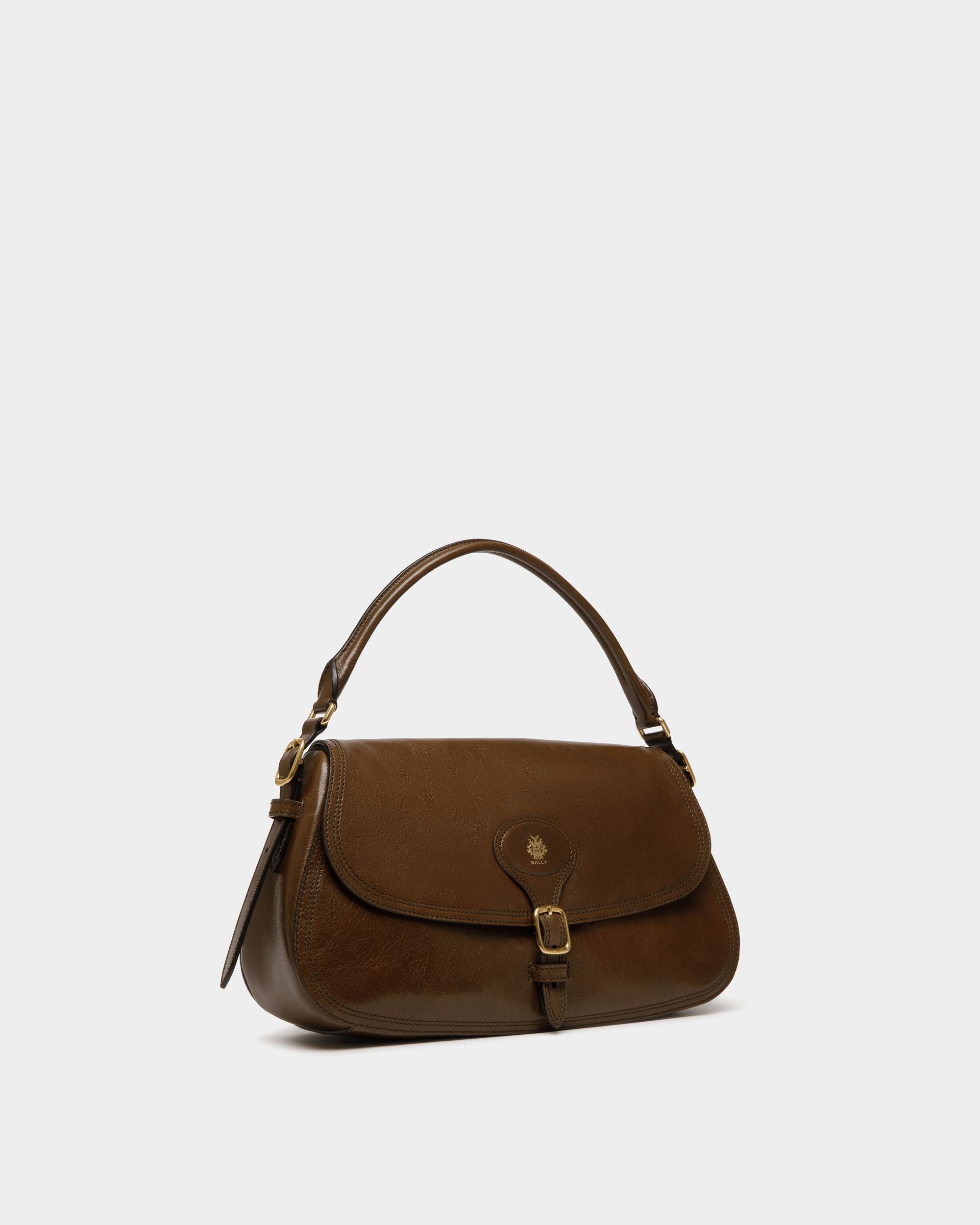 Beckett Shoulder Bag in Marron Glacé Leather - Women's - Bally - 04