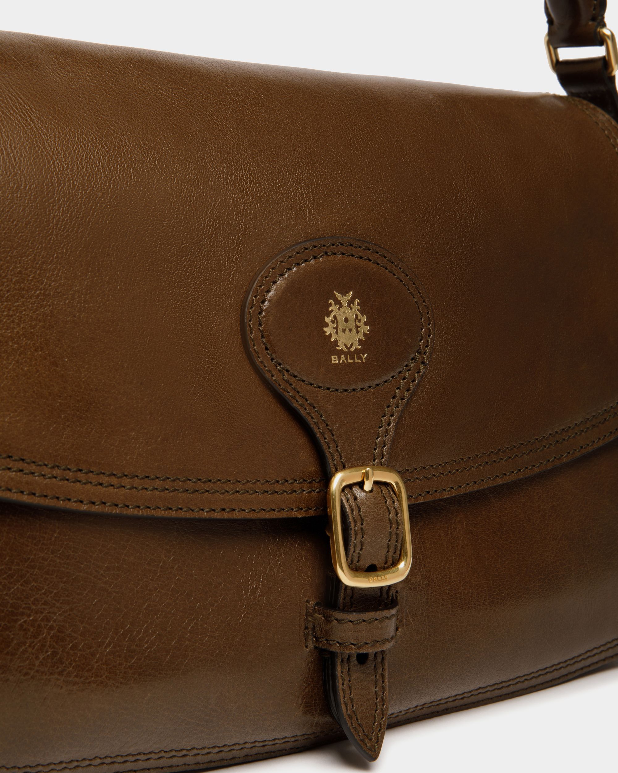 Beckett Shoulder Bag in Marron Glacé Leather - Women's - Bally - 05