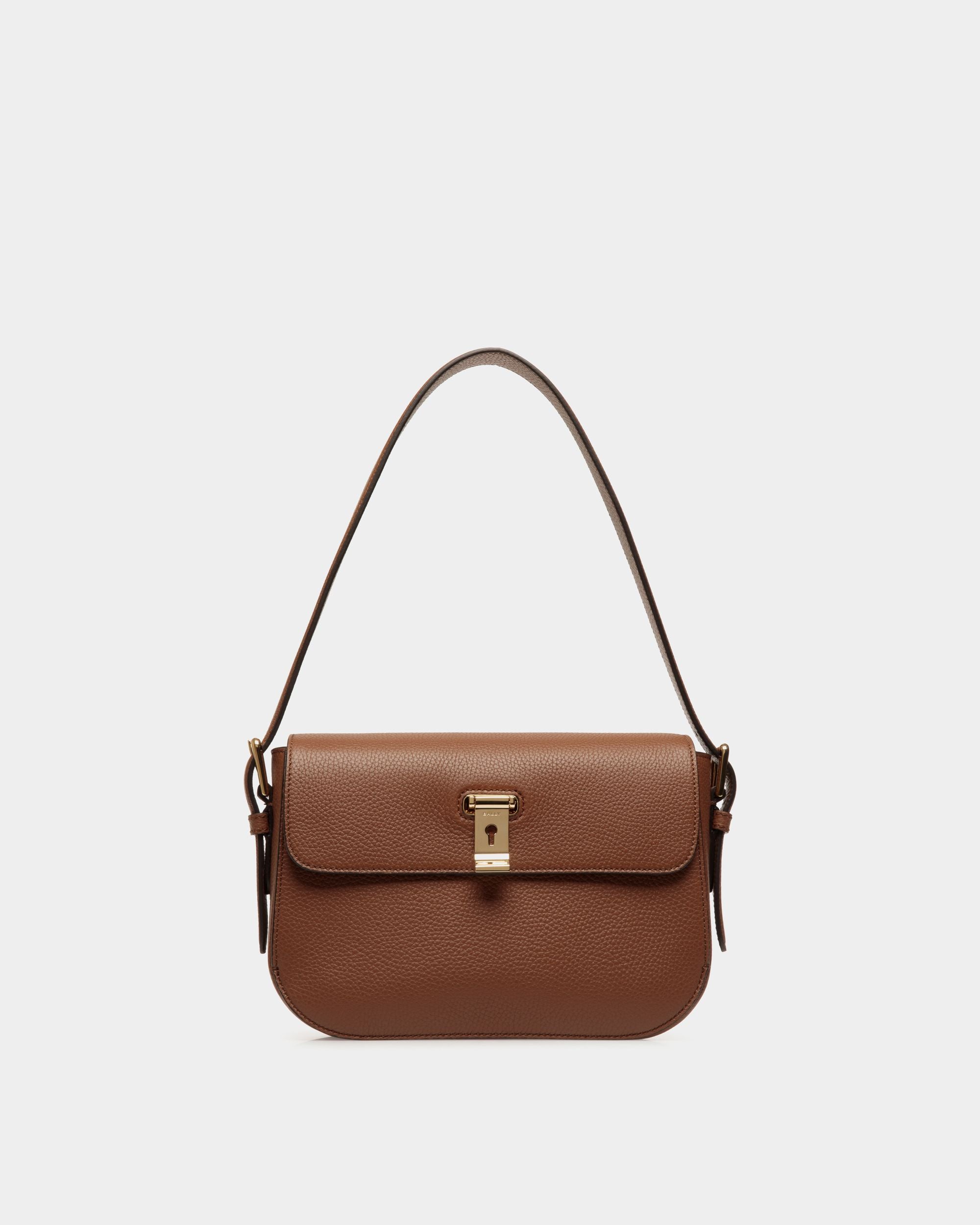 Borsa A Spalla Lock Me In Pelle Granata Marrone - Donna - Bally - 01