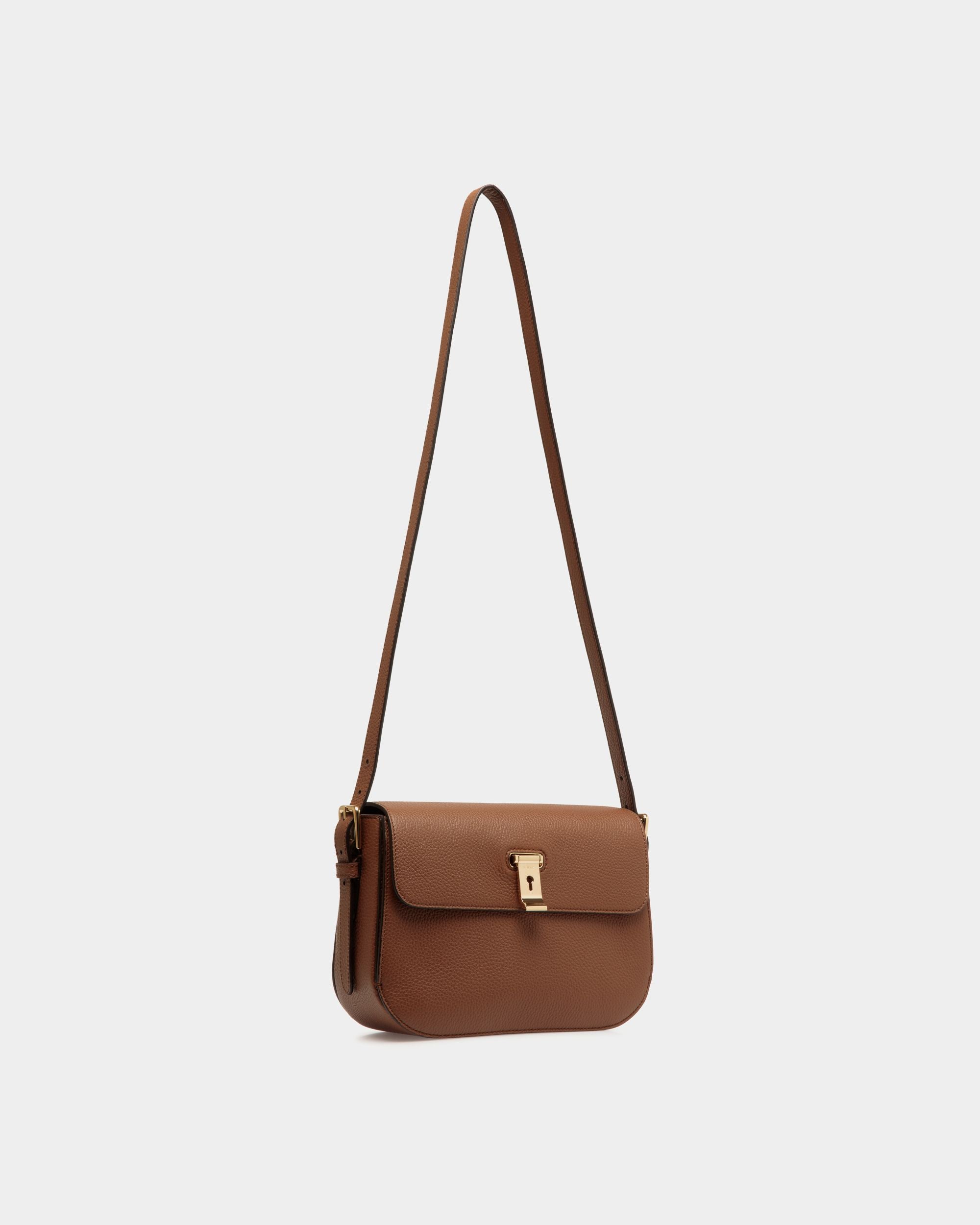 Borsa A Spalla Lock Me In Pelle Granata Marrone - Donna - Bally - 05