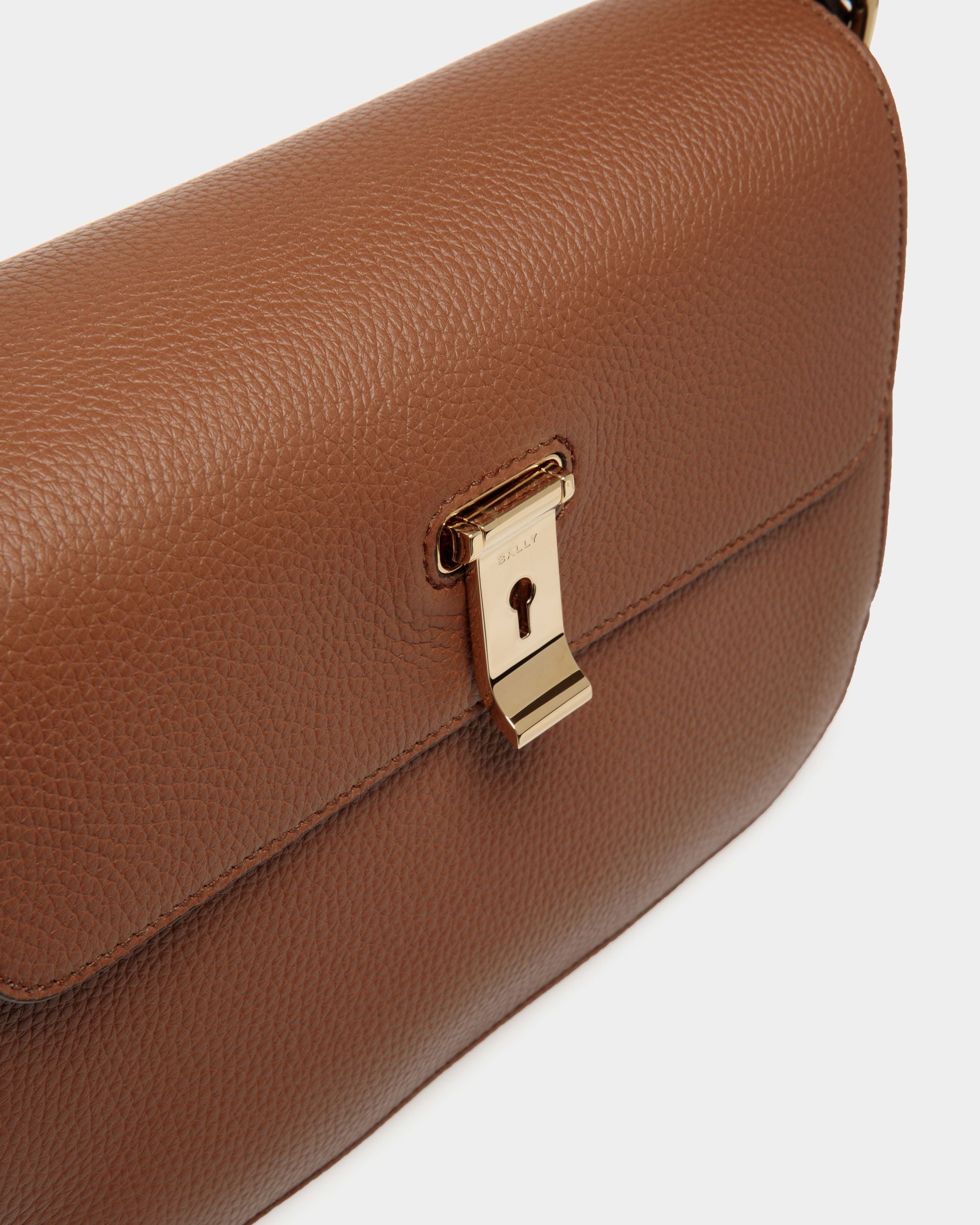 Borsa A Spalla Lock Me In Pelle Granata Marrone - Donna - Bally - 06
