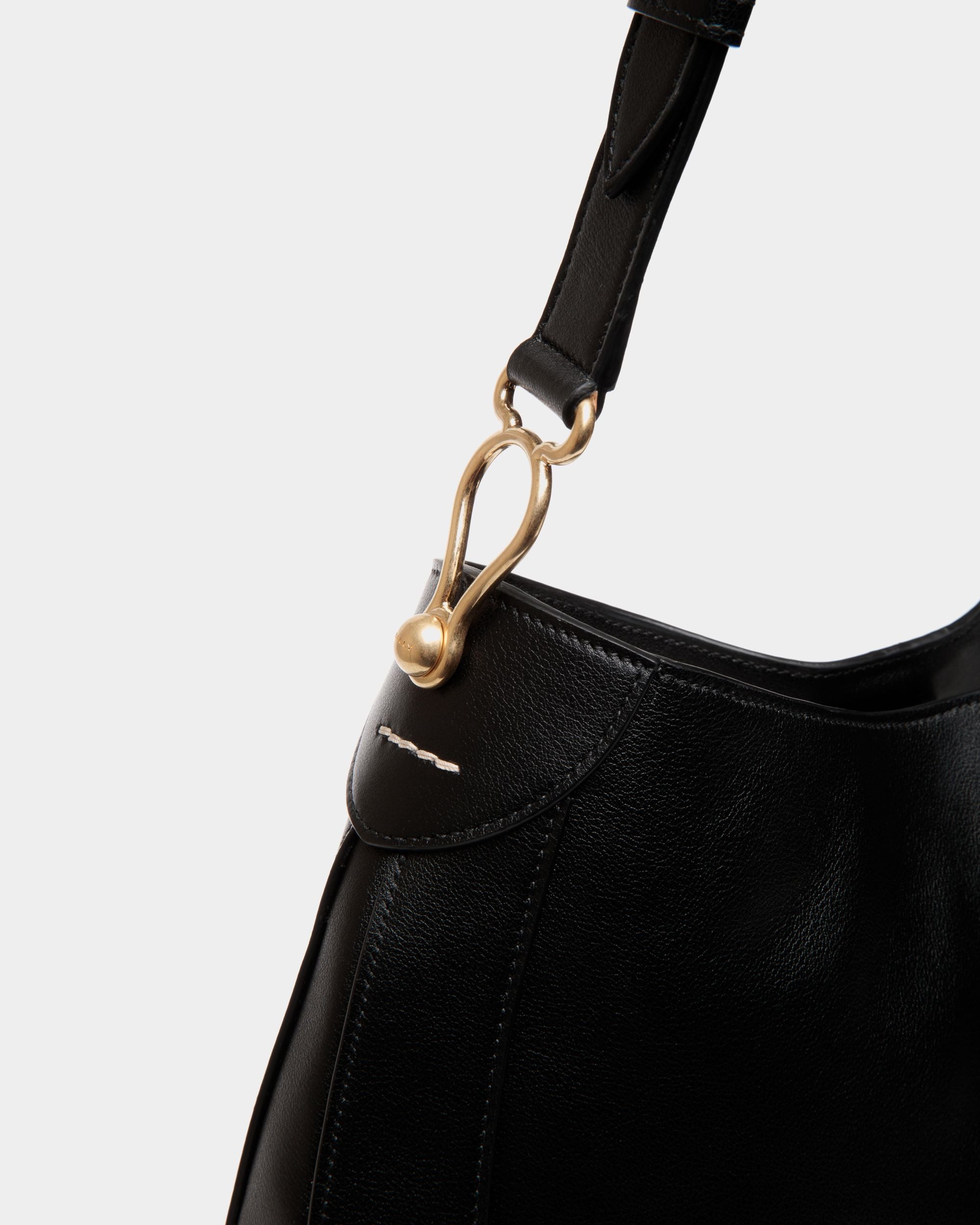 Lune Hobo Bag in Black Leather - Women's - Bally - 05