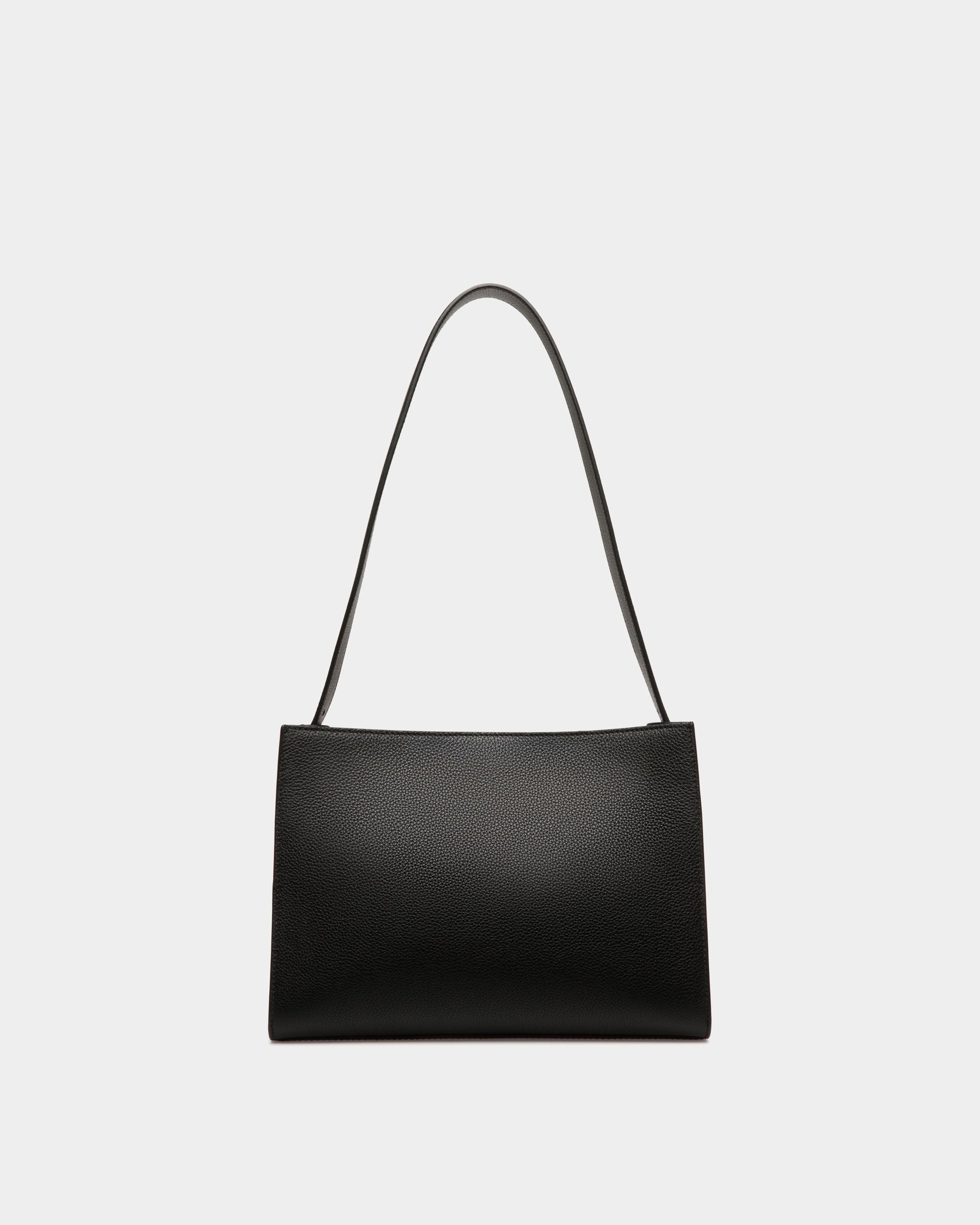 Sac D’épaule Lock Me En Cuir Grainé Noir - Femme - Bally - 03