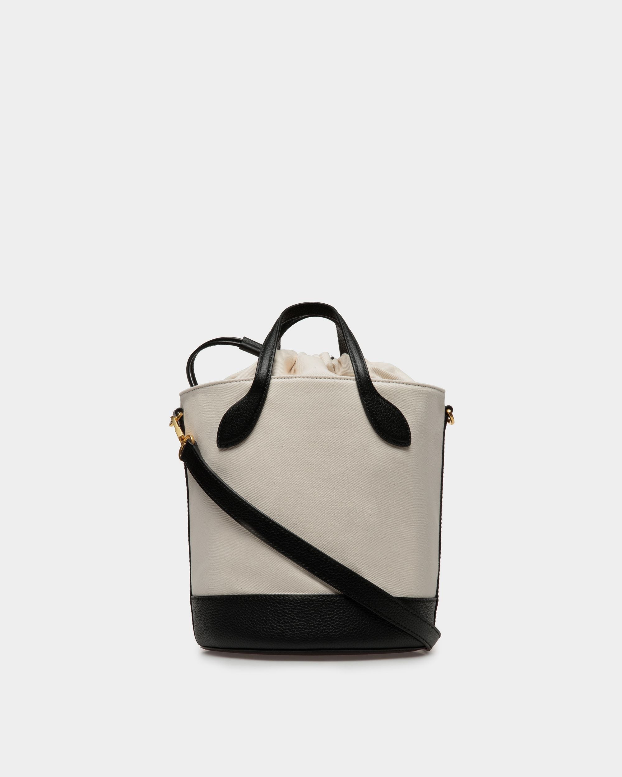 Borsa A Secchiello Bar In Tessuto Color Naturale E Nero - Donna - Bally - 03