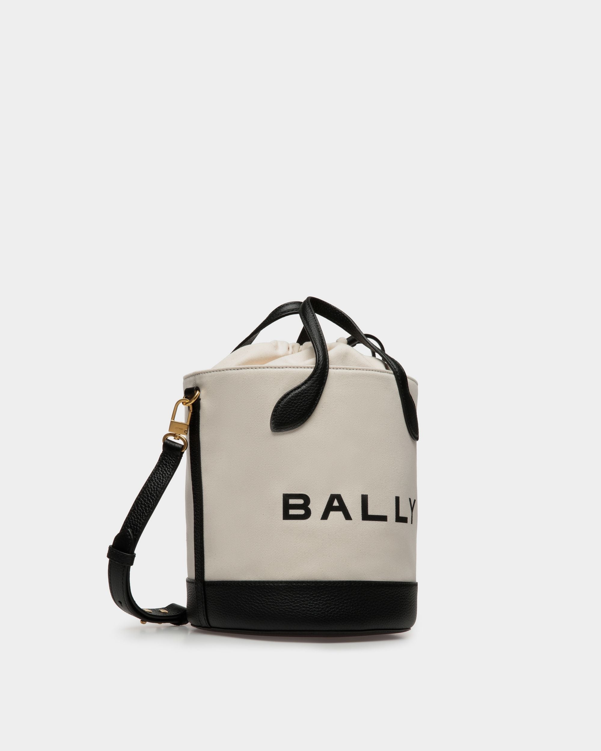 Borsa A Secchiello Bar In Tessuto Color Naturale E Nero - Donna - Bally - 04