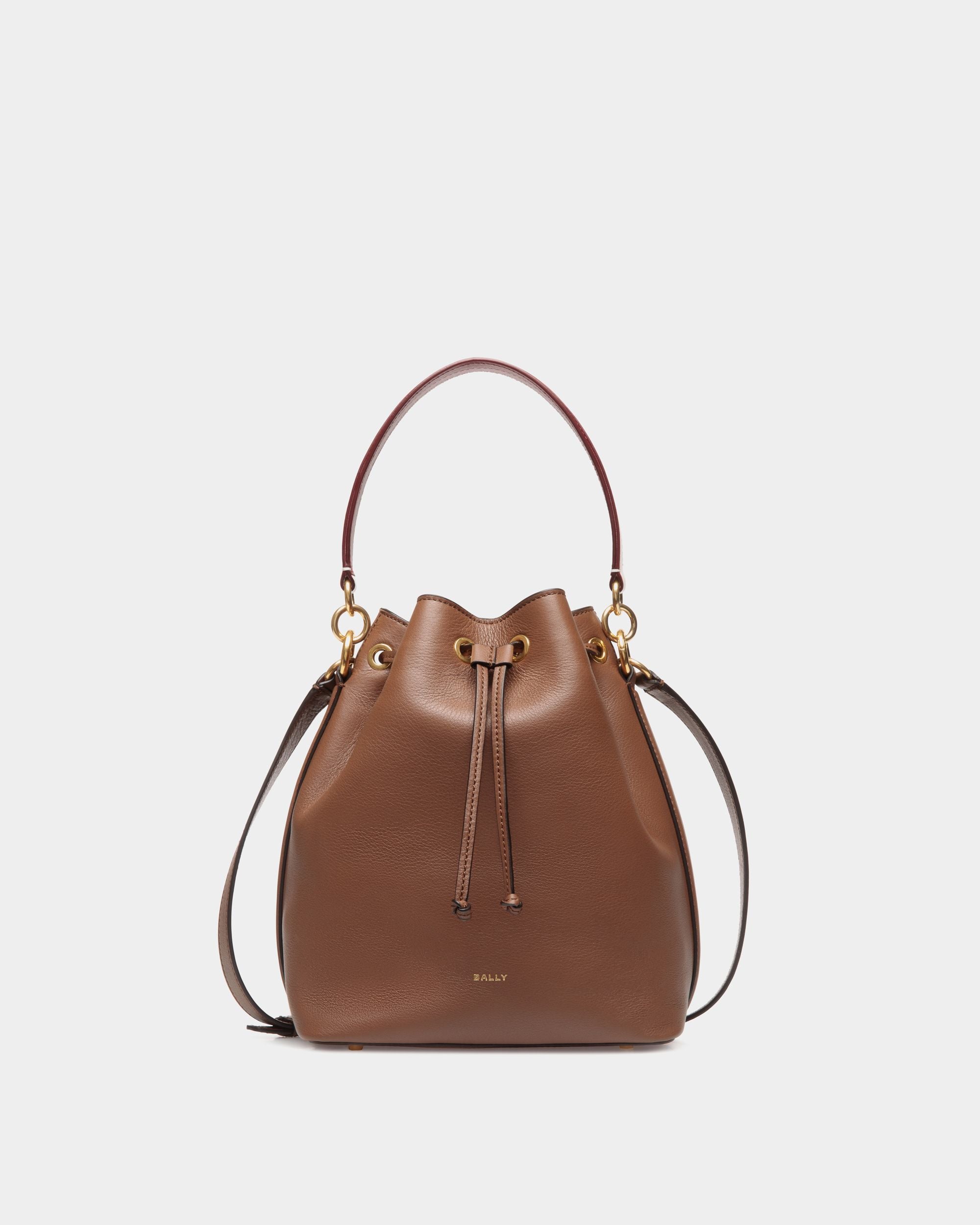 Code Bucket Bag In Brown Leather - Women's - Bally - 01