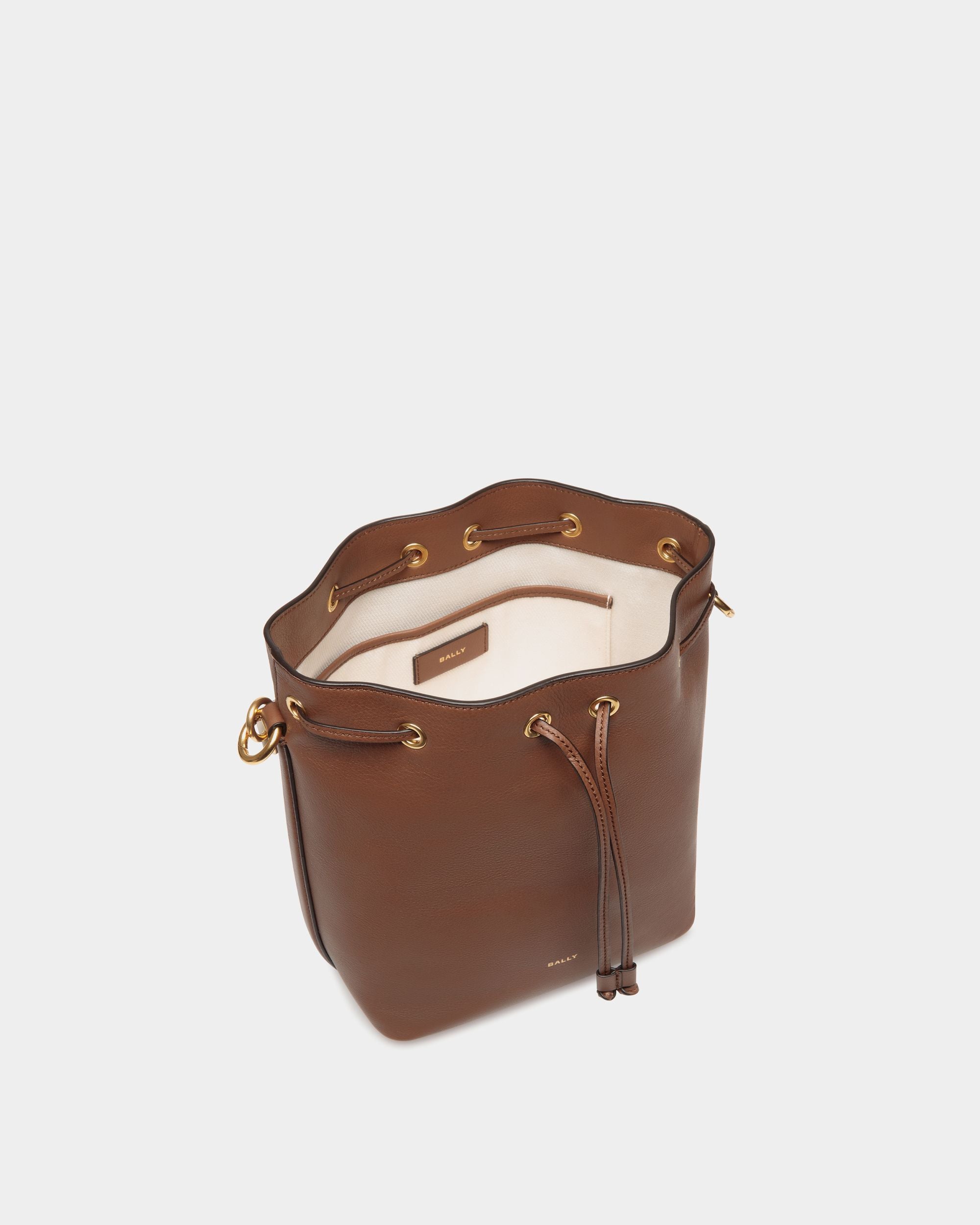 Code Bucket Bag In Brown Leather - Women's - Bally - 04