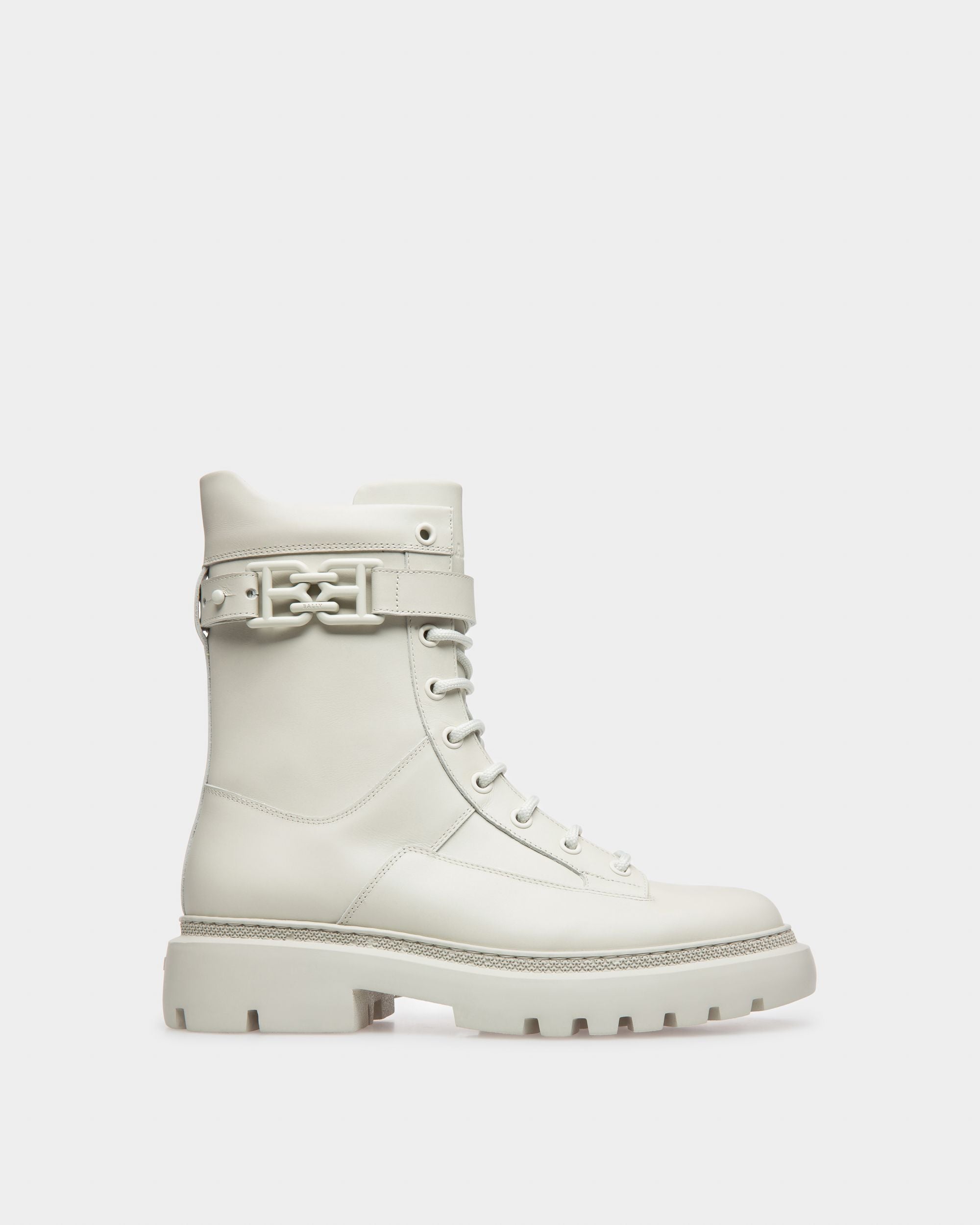 Chaussures Plates Gioele Bottines En Cuir En Blanc Poensiéreux - Femme - Bally - 01
