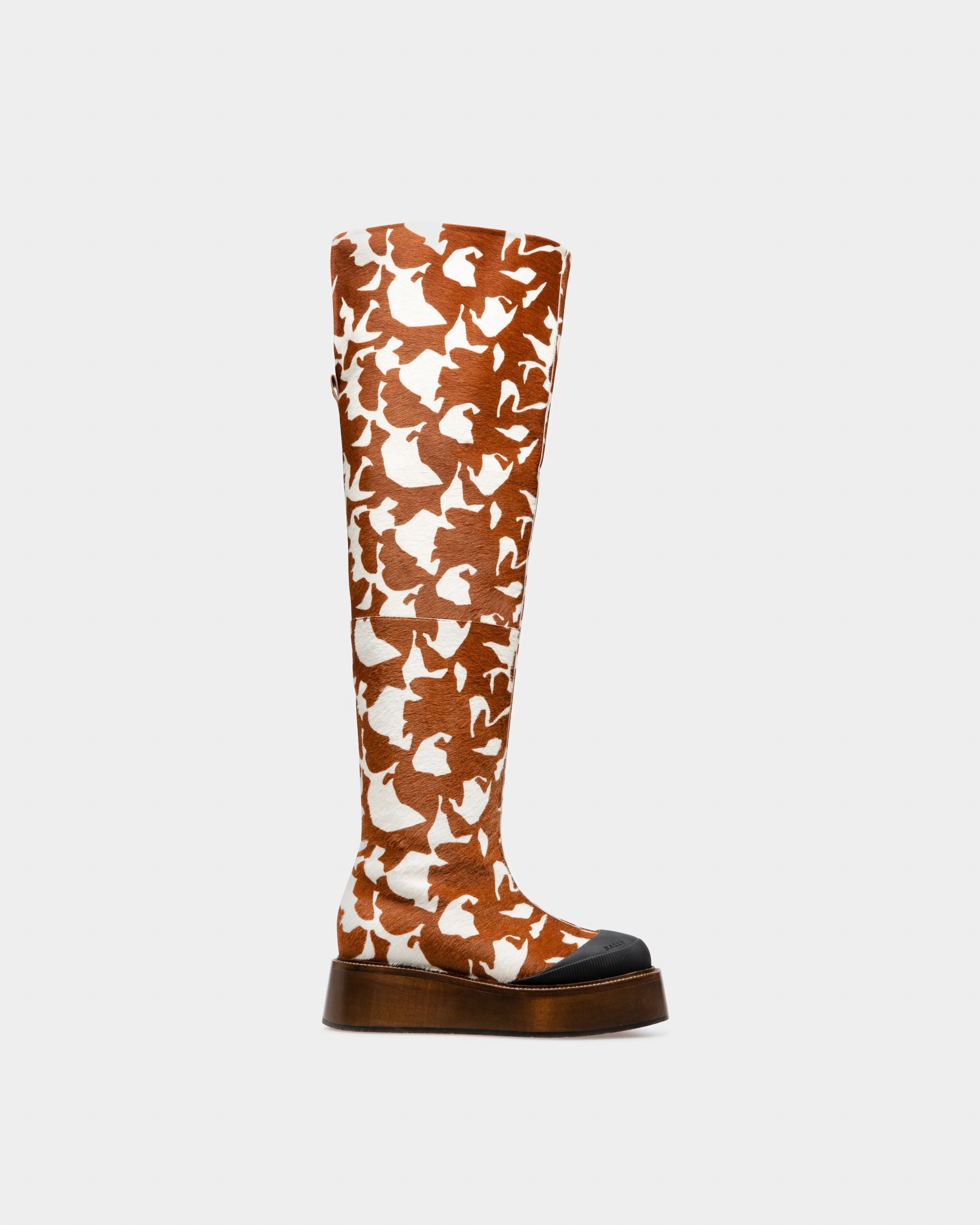 Irenne Bottes Longues En Cuir Blanc Et Marron - Femme - Bally - 01