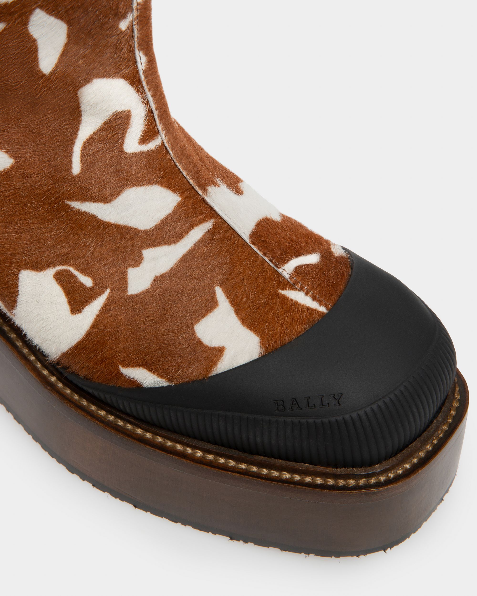 Irenne Bottes Longues En Cuir Blanc Et Marron - Femme - Bally - 05