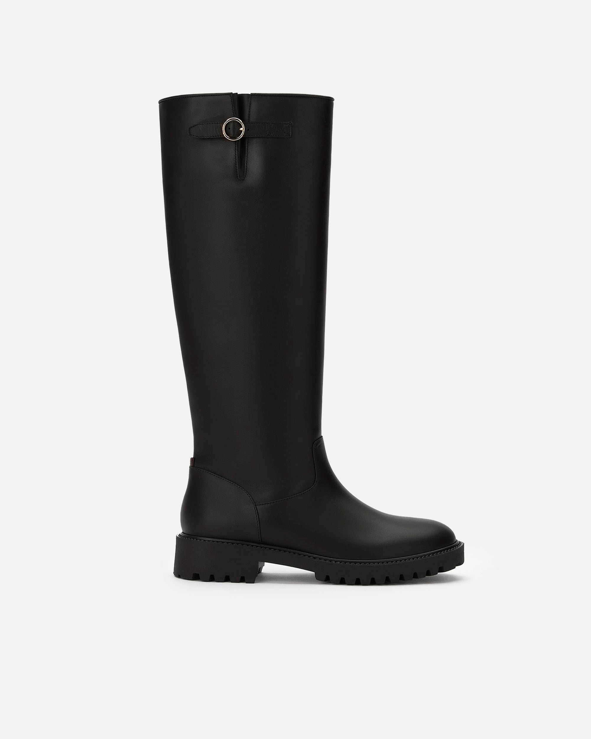 Botte Longue En Cuir Noir - Femme - Bally - 01