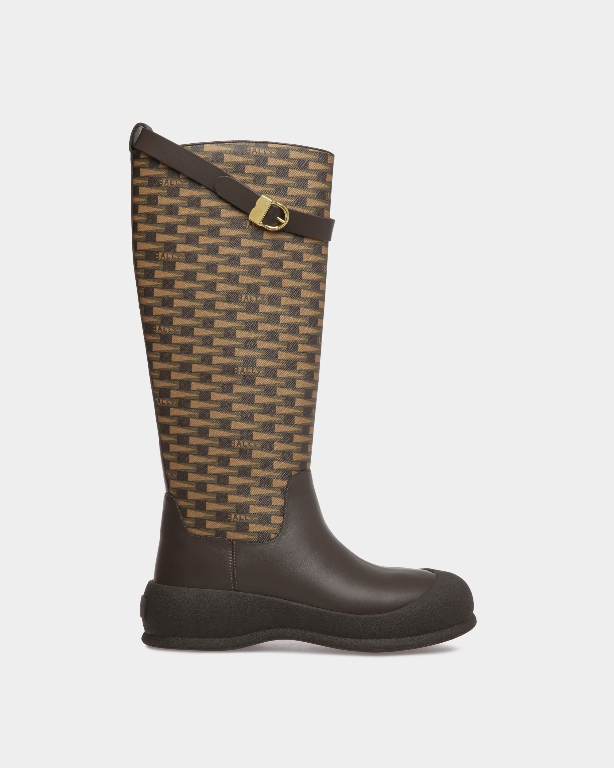 Stivale Alto Frei In Pelle Marrone E Misto Cotone - Donna - Bally - 01