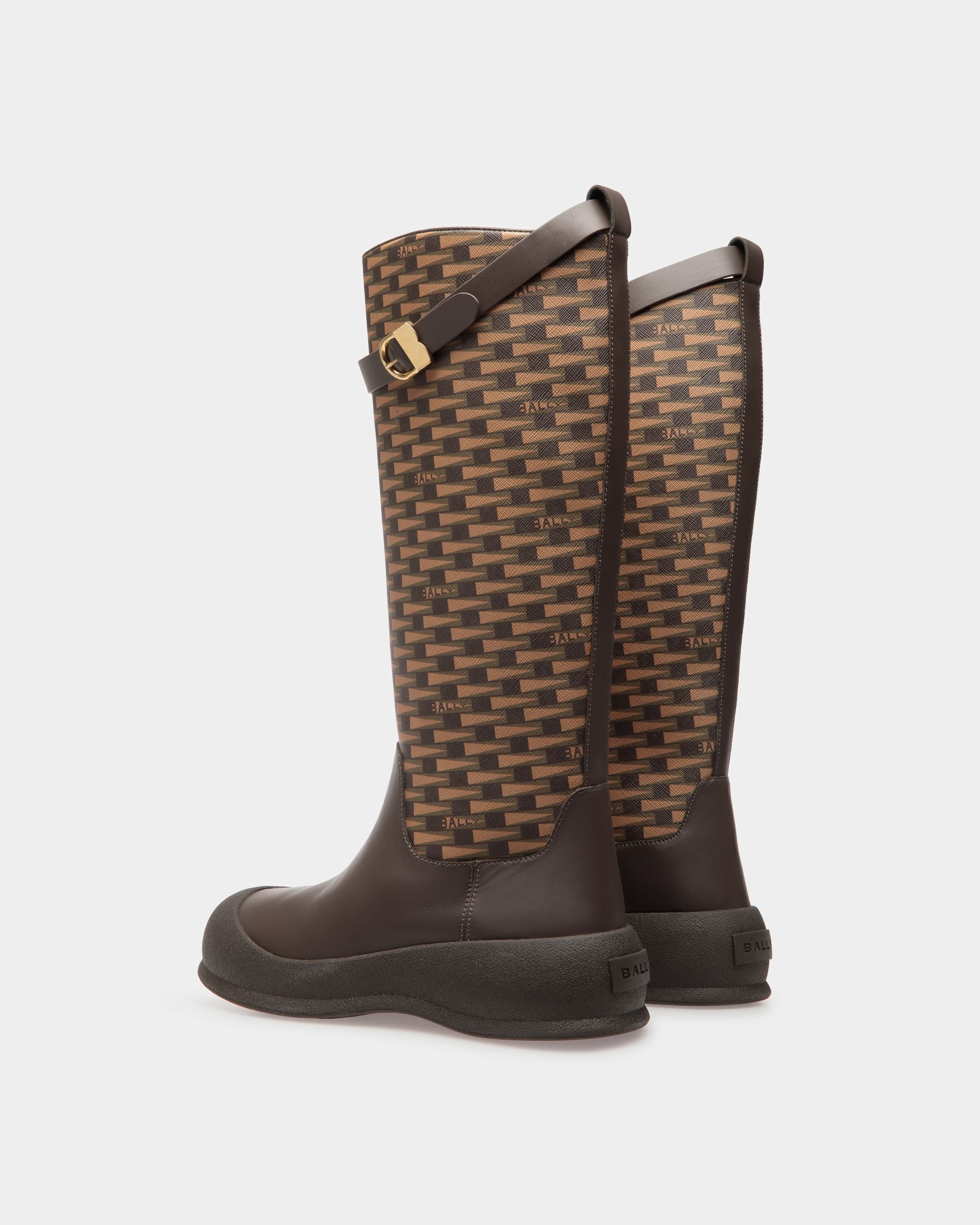 Stivale Alto Frei In Pelle Marrone E Misto Cotone - Donna - Bally - 04