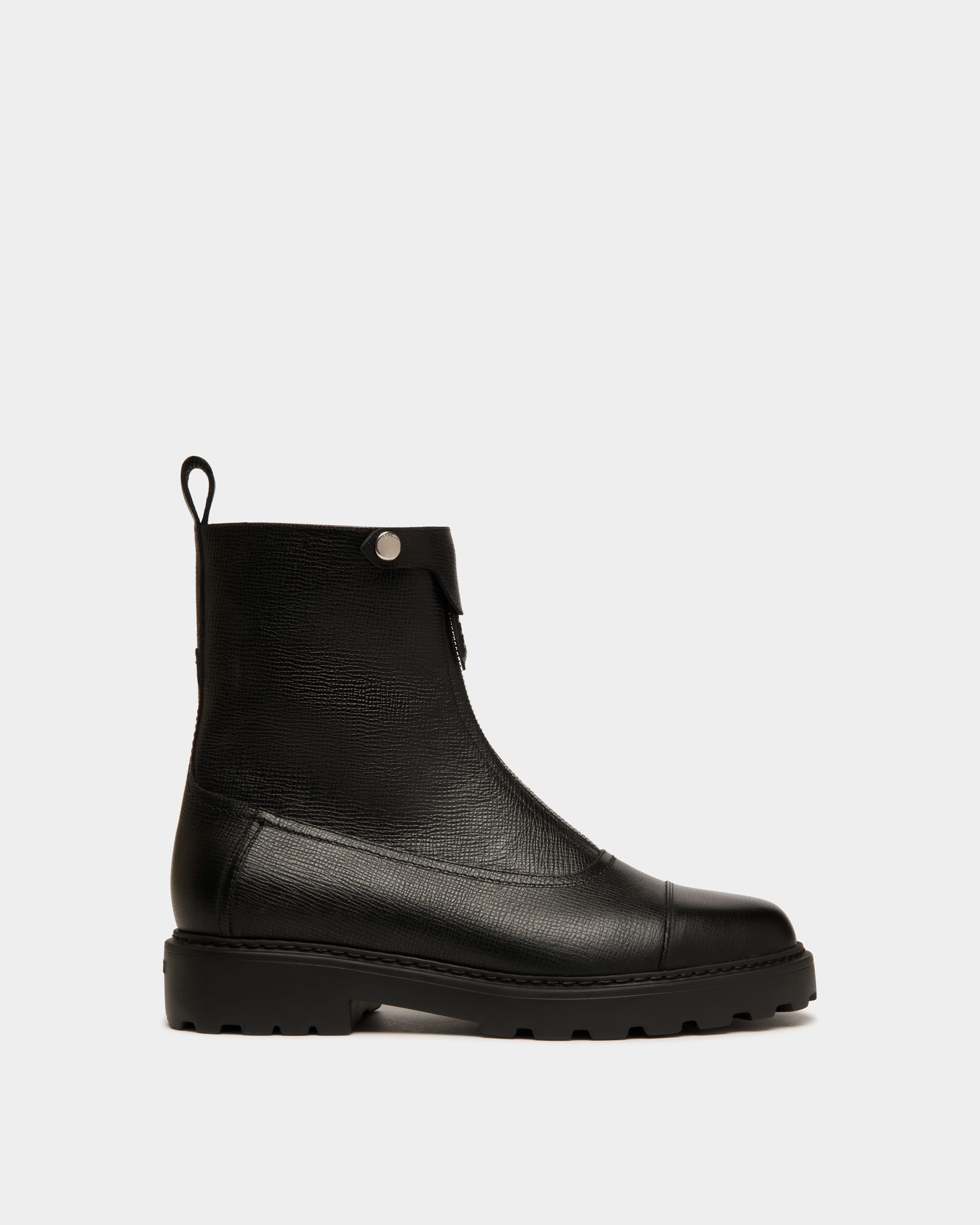 Bottine Gusto En Cuir Noir Grainé - Femme - Bally - 01