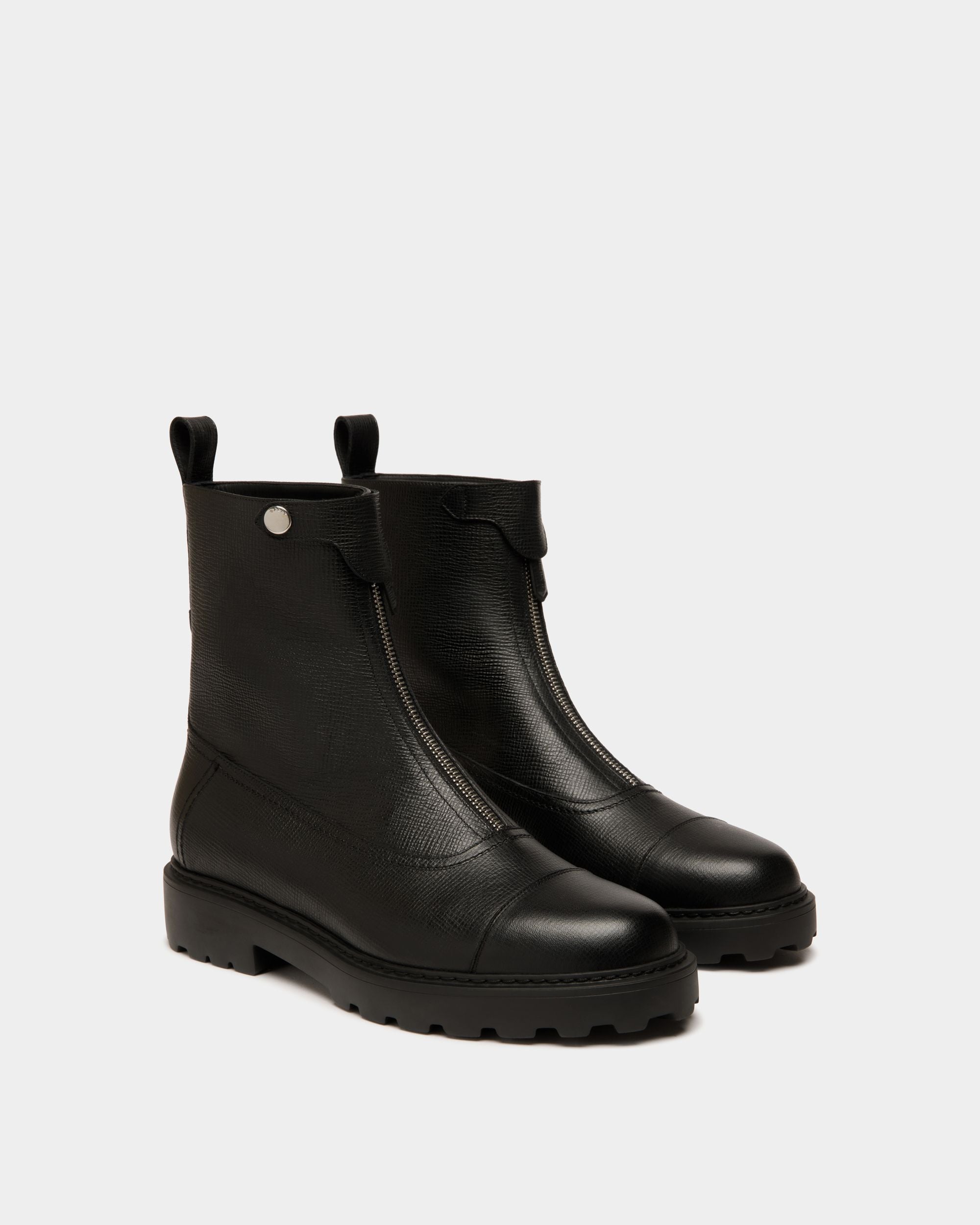 Bottine Gusto En Cuir Noir Grainé - Femme - Bally - 02