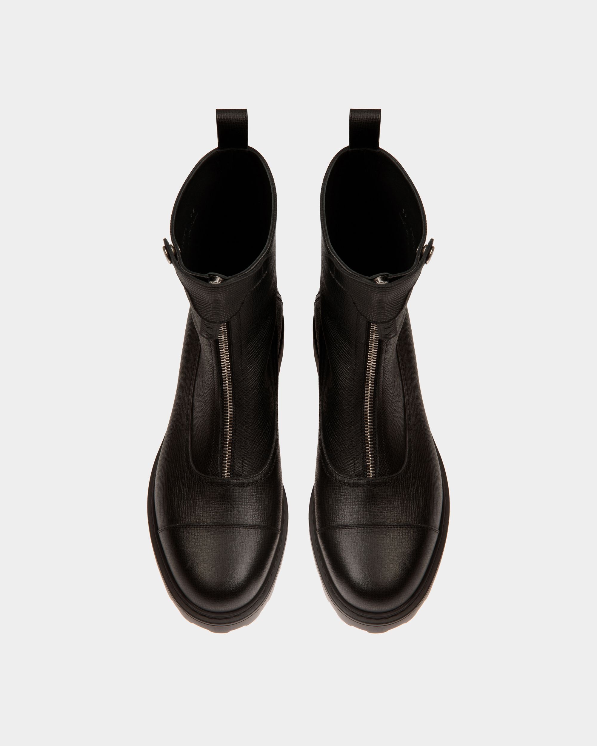 Bottine Gusto En Cuir Noir Grainé - Femme - Bally - 04