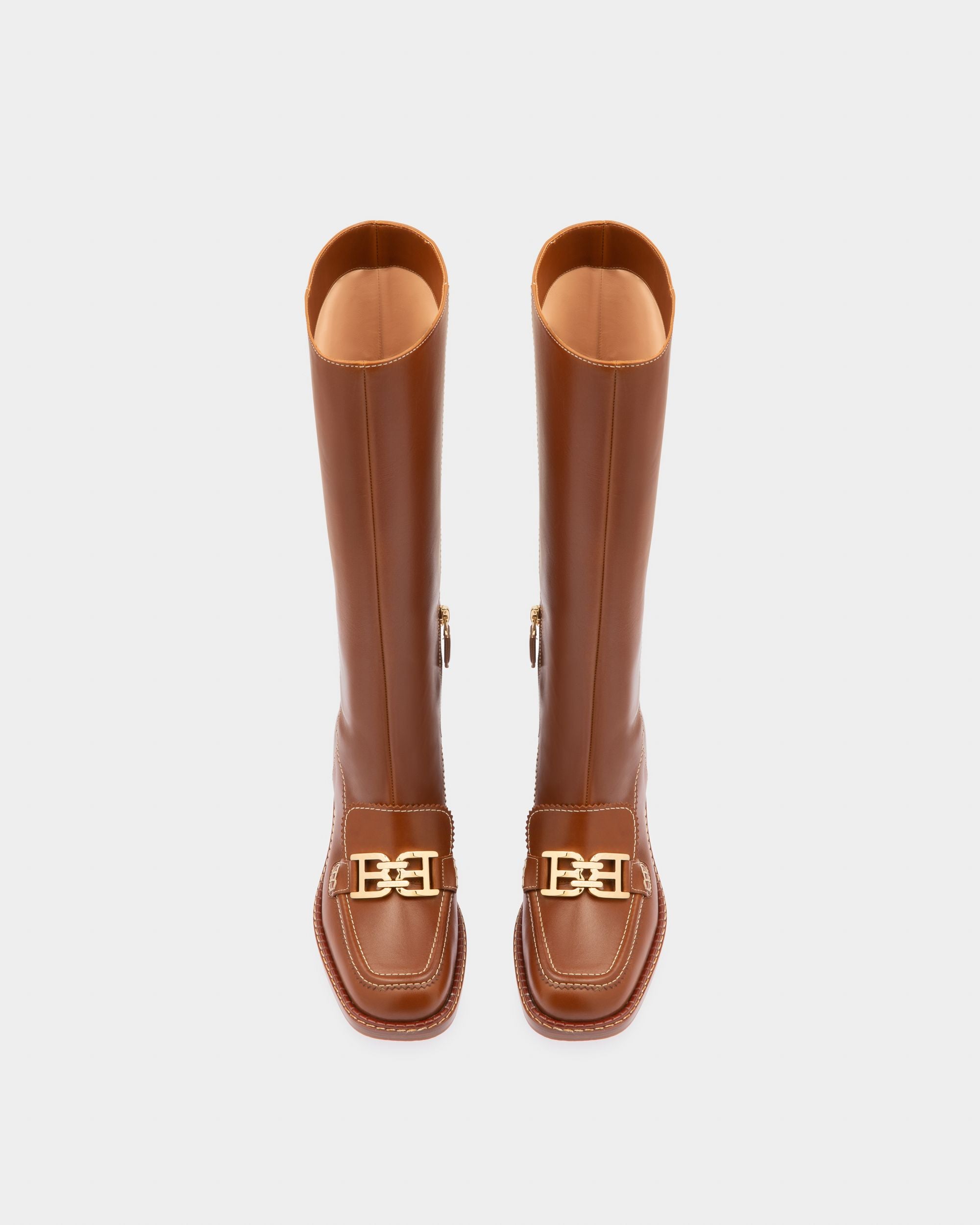 Ebele Bottes Longues En Cuir Marron - Femme - Bally - 03