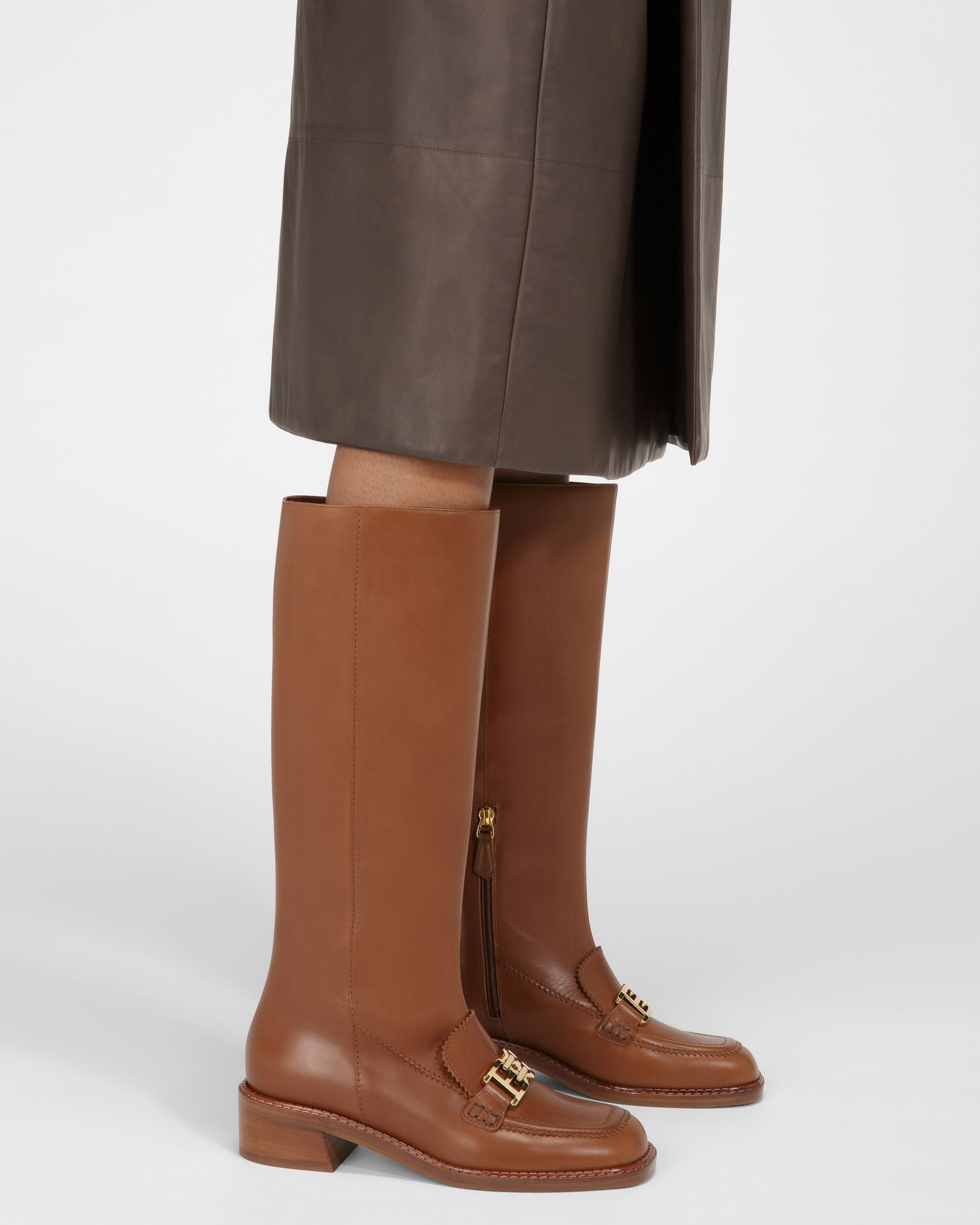 Ebele Bottes Longues En Cuir Marron - Femme - Bally - 08