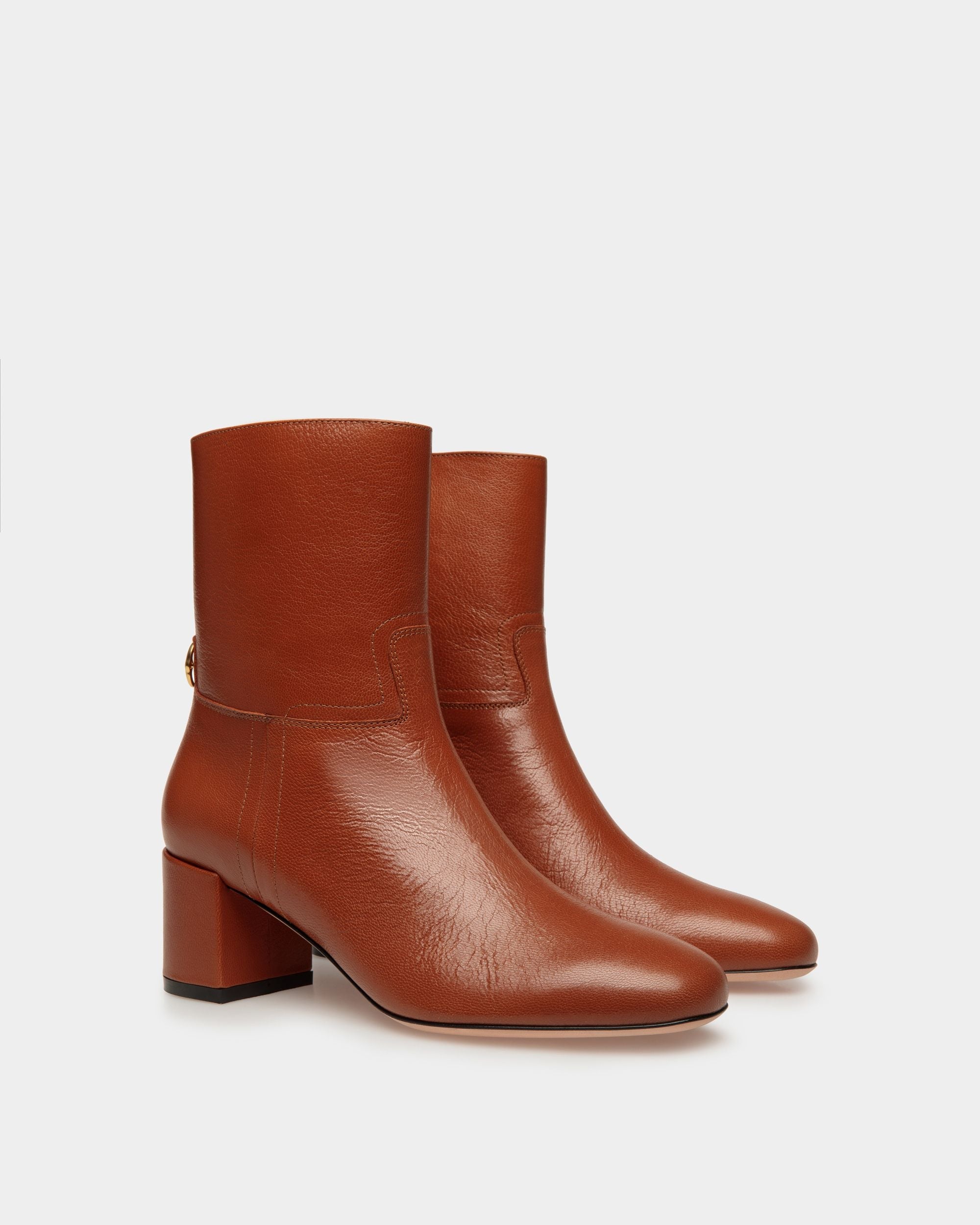 Bottines Daily Emblem En Cuir Marron - Femme - Bally - 02