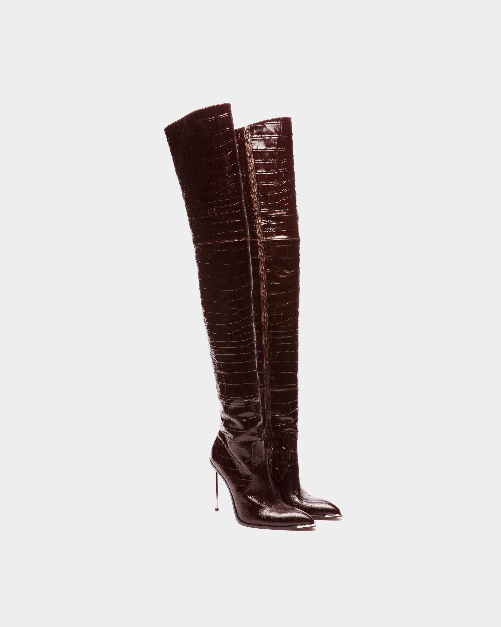 Hedy Langschaftstiefel Aus Bordeauxrotem Leder - Damen - Bally - 03