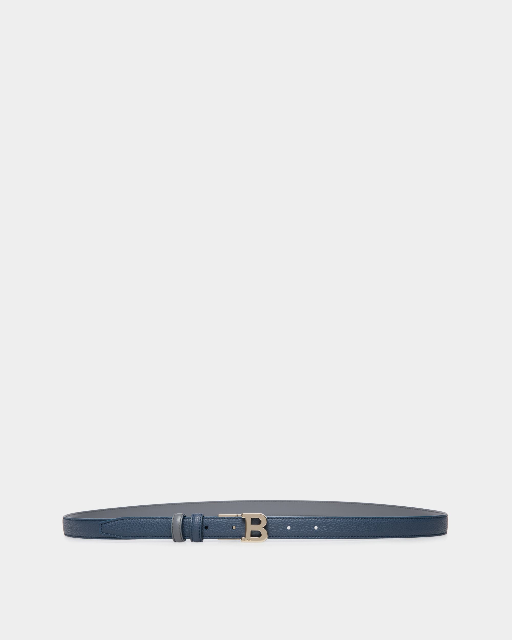 Adjustable-Reversible Belt In Blue Leather - Femme - Bally - 01