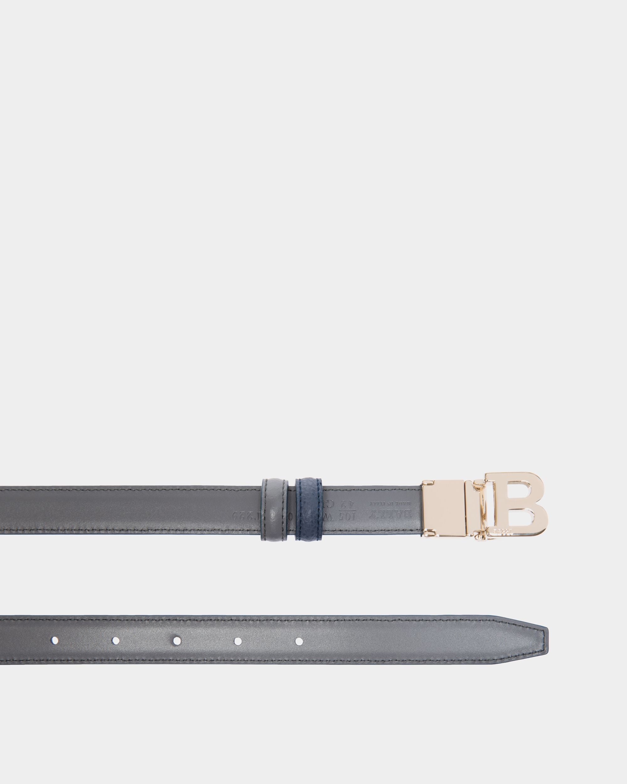 Adjustable-Reversible Belt In Blue Leather - Femme - Bally - 02