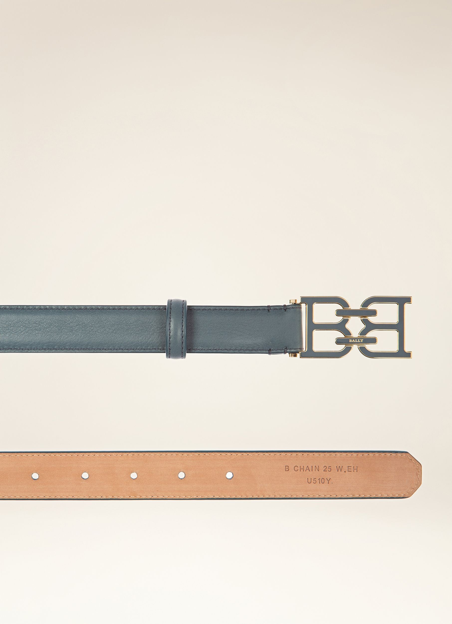 B-Chain 25 Mm Breiter Gürtel Aus Blauem Leder - Damen - Bally - 03