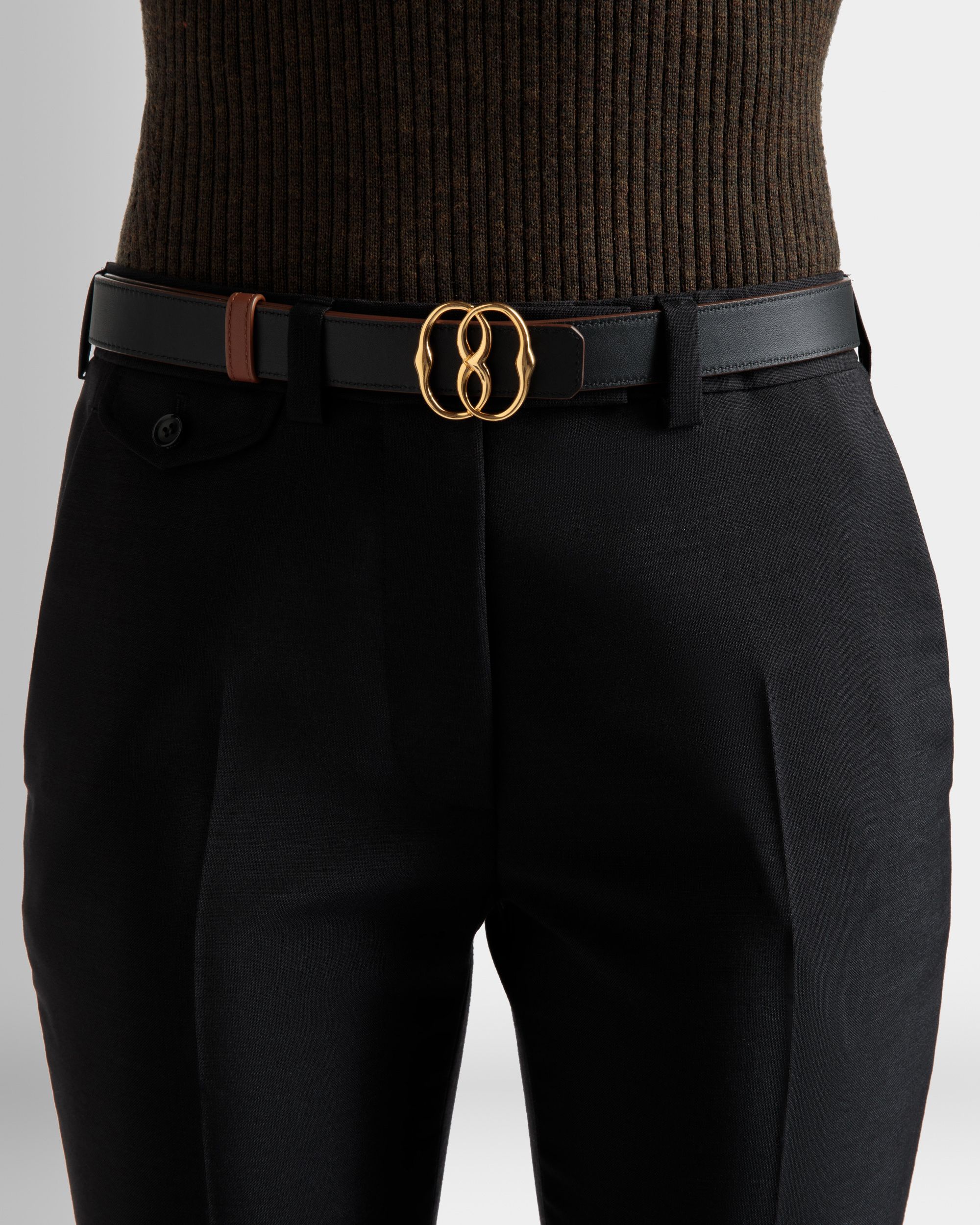 Ceinture Emblem 25 mm En Cuir Marron - Femme - Bally - 03