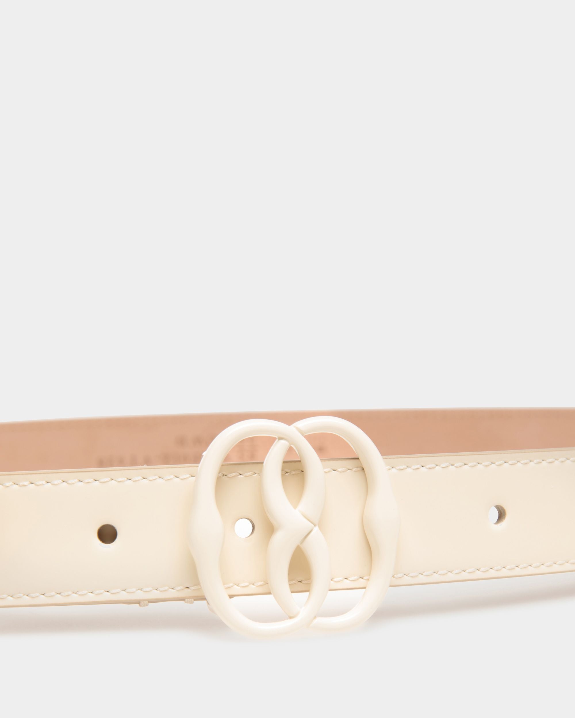 Ceinture Fixe Emblem En Cuir Ivoire - Femme - Bally - 03