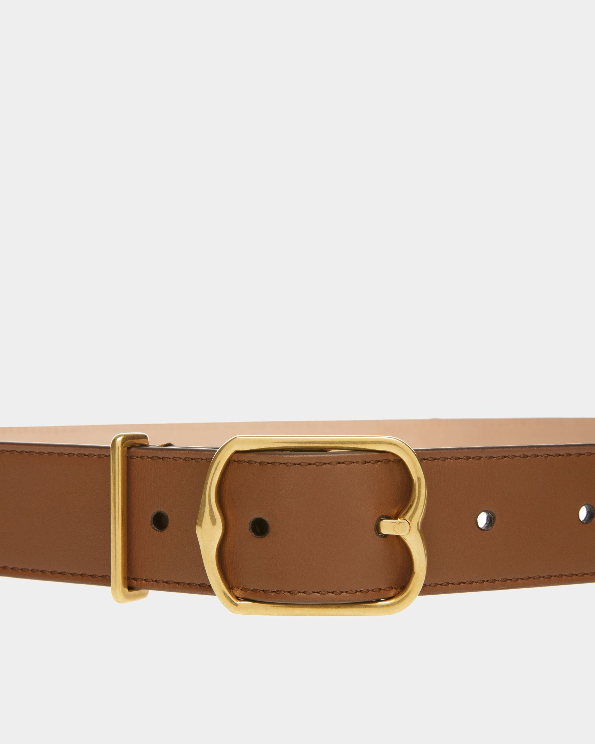 Emblem 30mm Belt In Brown Leather - Women's - Bally - 03