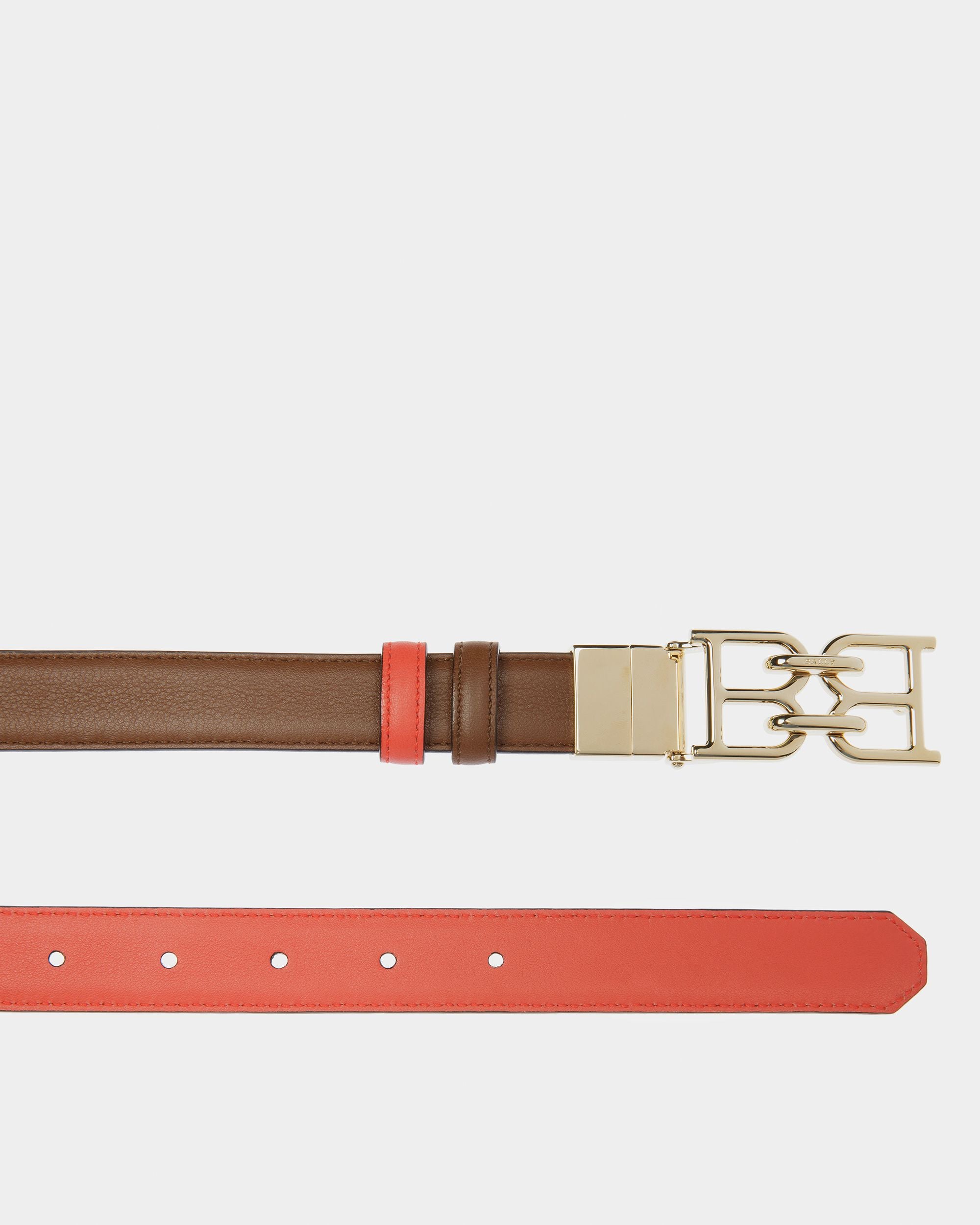 B Chain Wendbarer Gürtel Aus Leder In Braun Und Orange - Damen - Bally - 02
