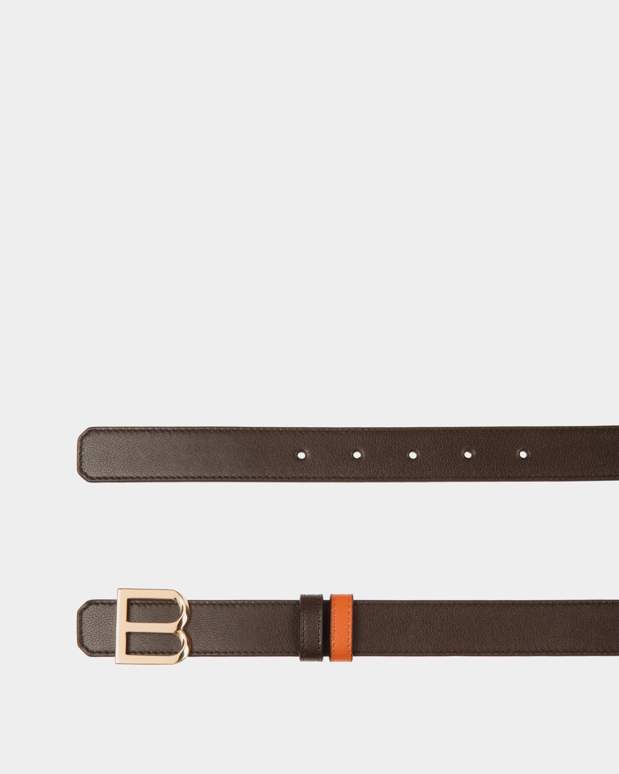B Twist 25 Mm Wendegürtel Aus Leder In Ebenholzschwarz Und Koi Orange - Damen - Bally - 02