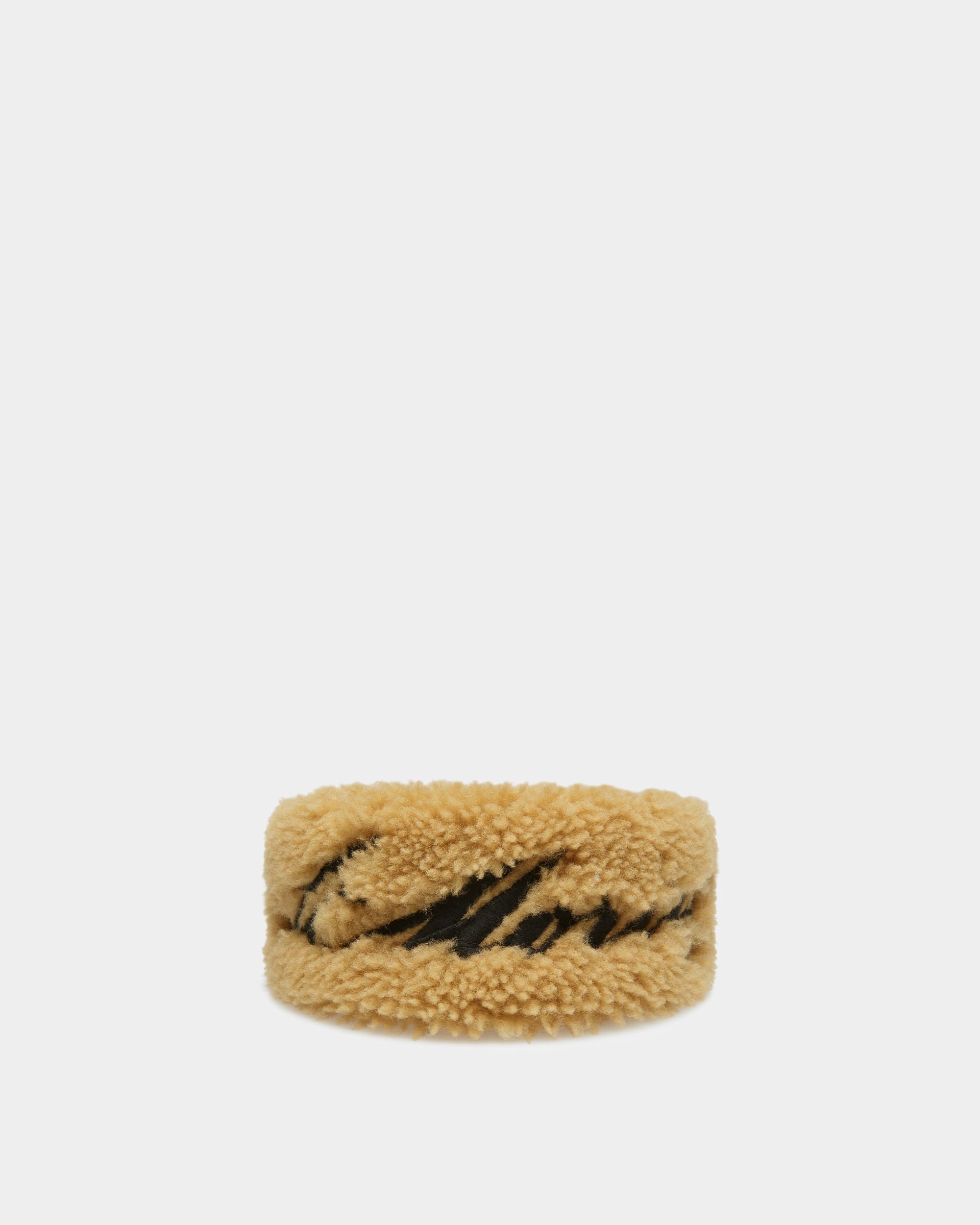 Bandeau Collection Curling En Peau De Mouton Retournée Camel Avec Broderie St. Moritz - Femme - Bally - 01