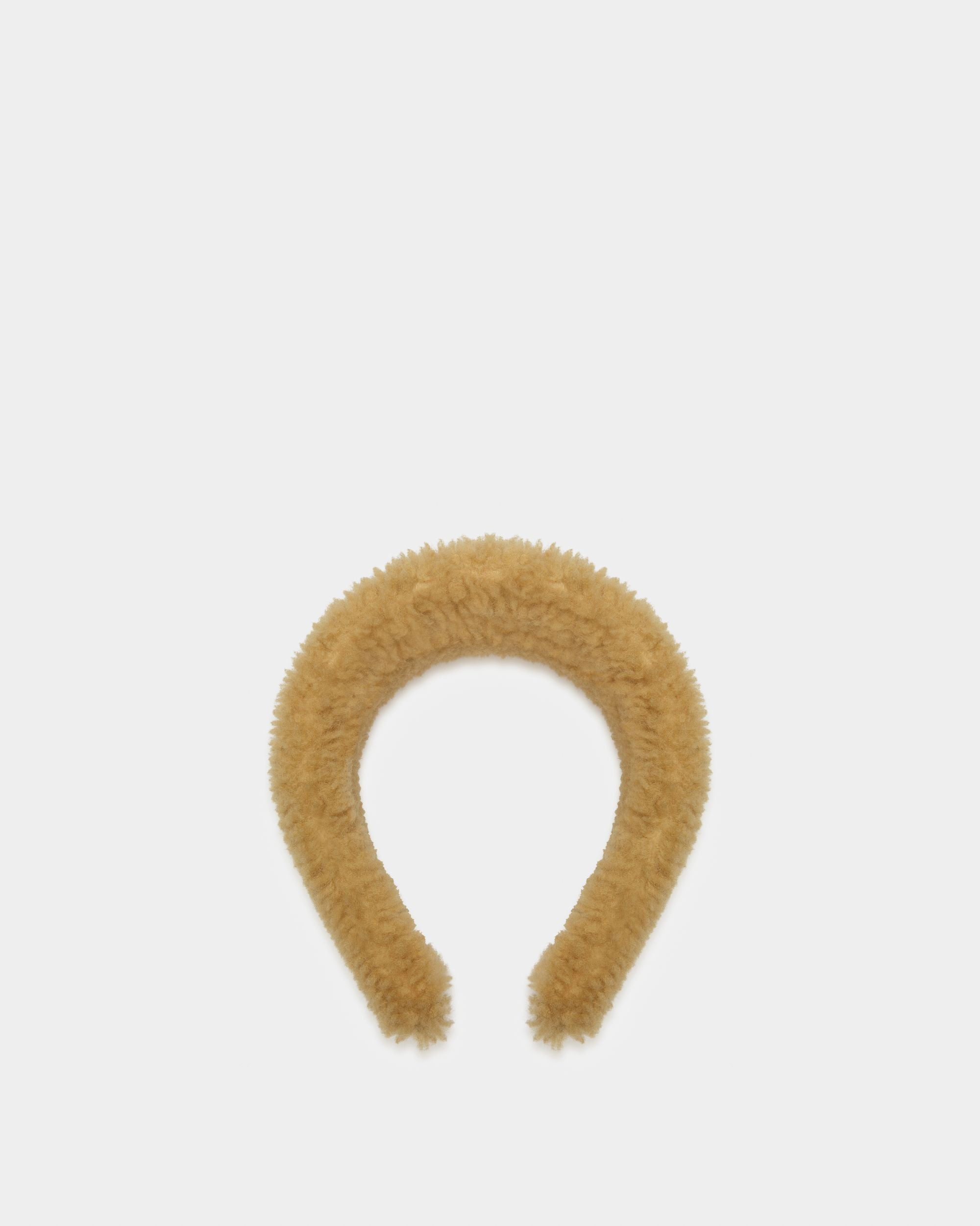 Bandeau Collection Curling En Peau De Mouton Retournée Camel Avec Broderie St. Moritz - Femme - Bally - 03