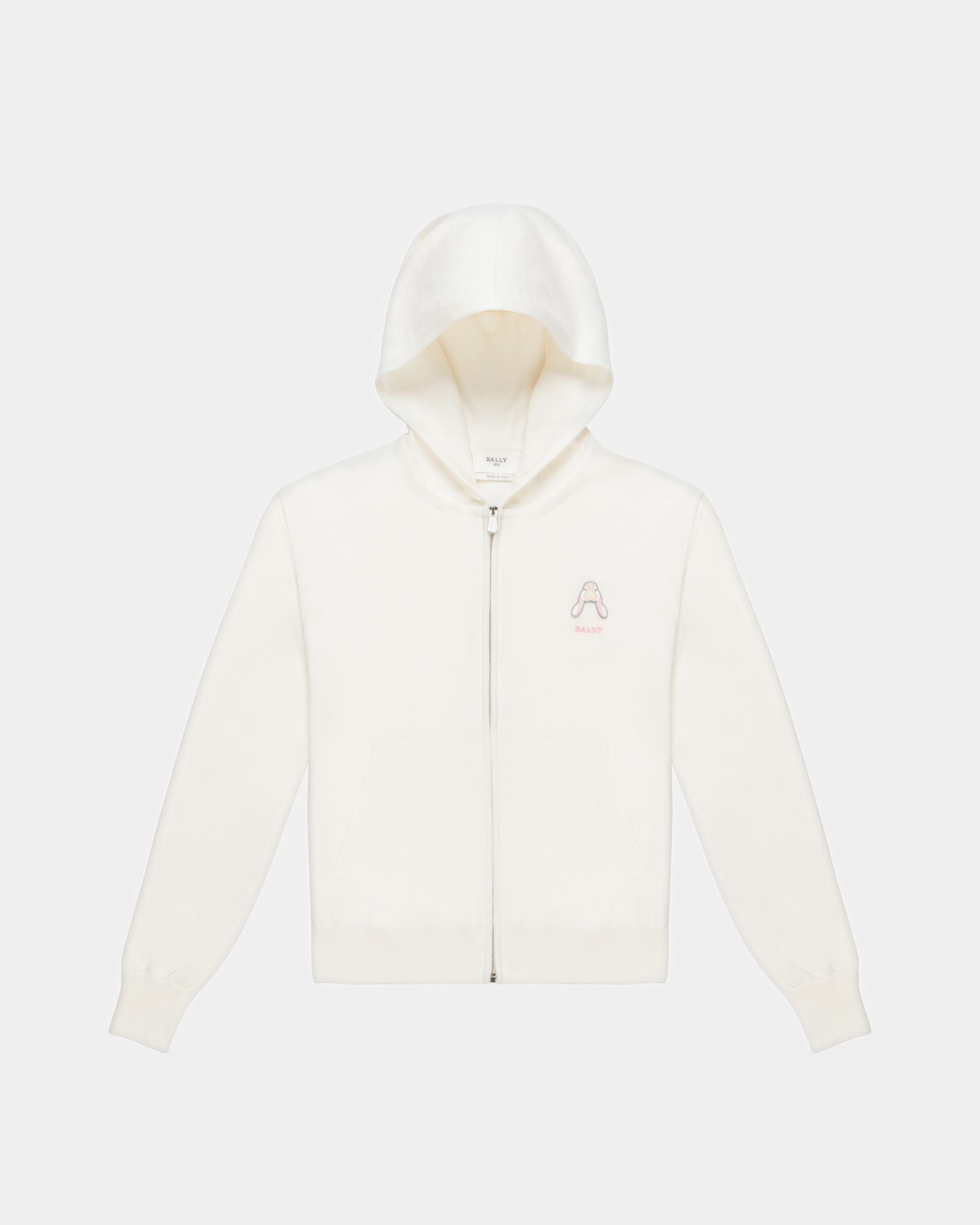 Sweat-Shirt À Capuche Motif Lapin En Laine Ivoire - Femme - Bally - 05