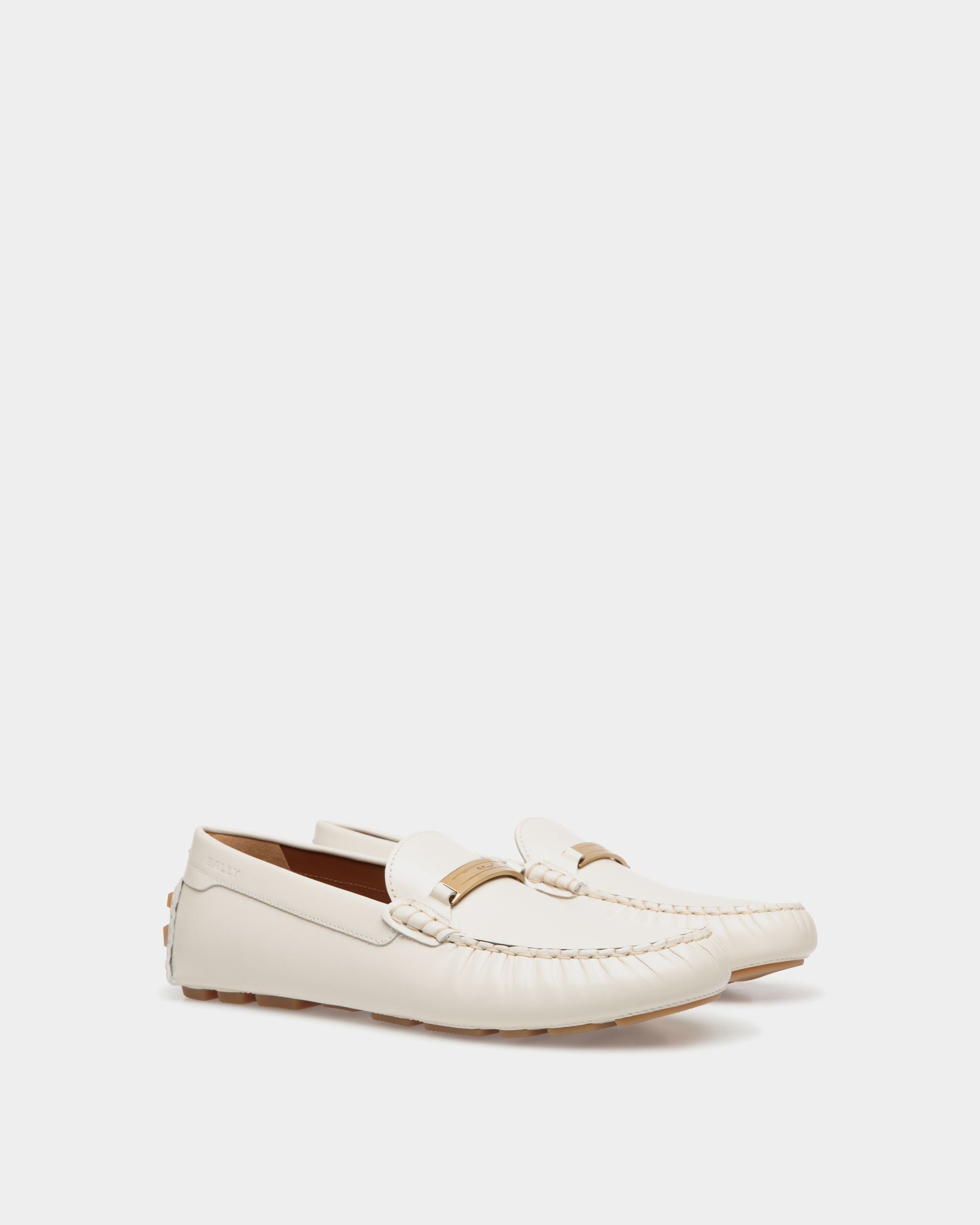 Kerbs Driver In White Leather - Women's - Bally - 02