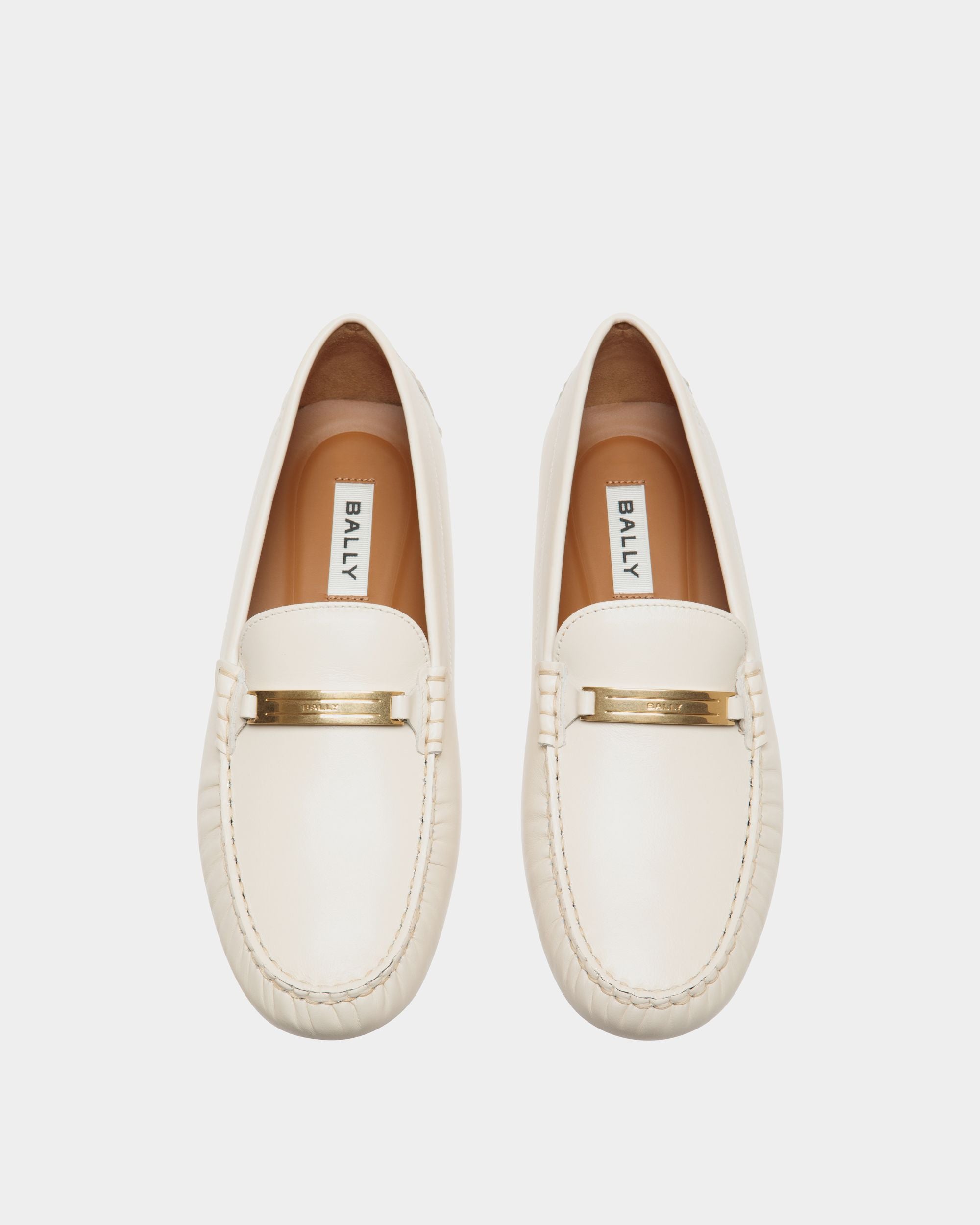 Kerbs Driver In White Leather - Women's - Bally - 04