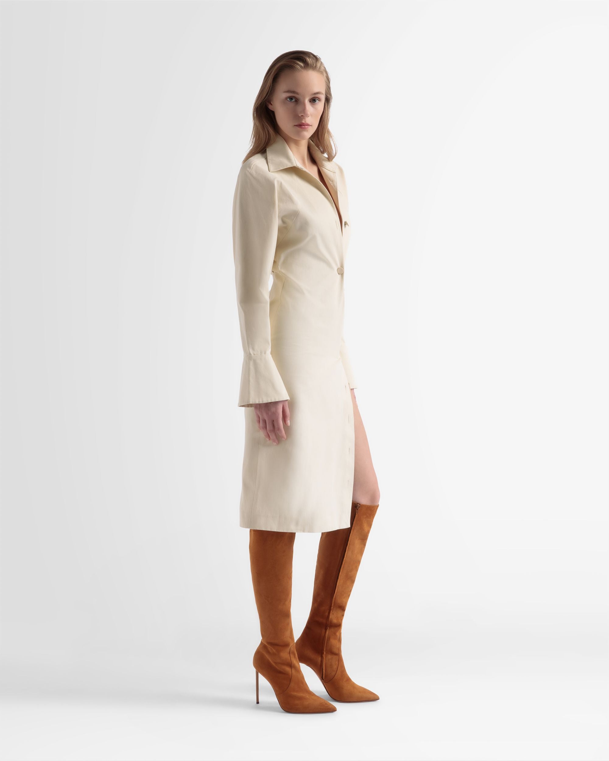Baumwoll-Hemdblusenkleid In Creme - Damen - Bally - 04