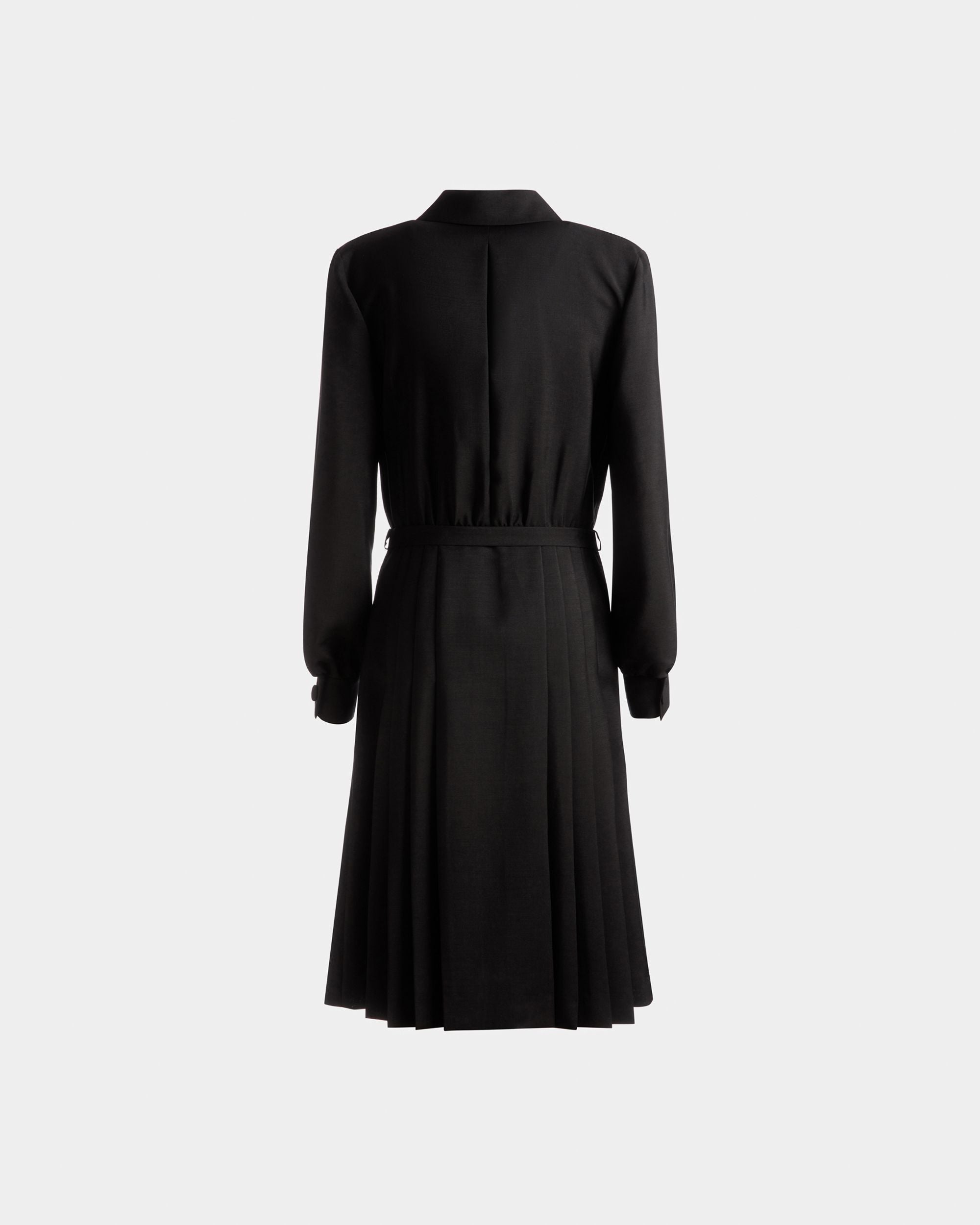 Emblem Kleid Mit Gürtel Aus Schwarzem Mohair-Woll-Gemisch - Damen - Bally - 07