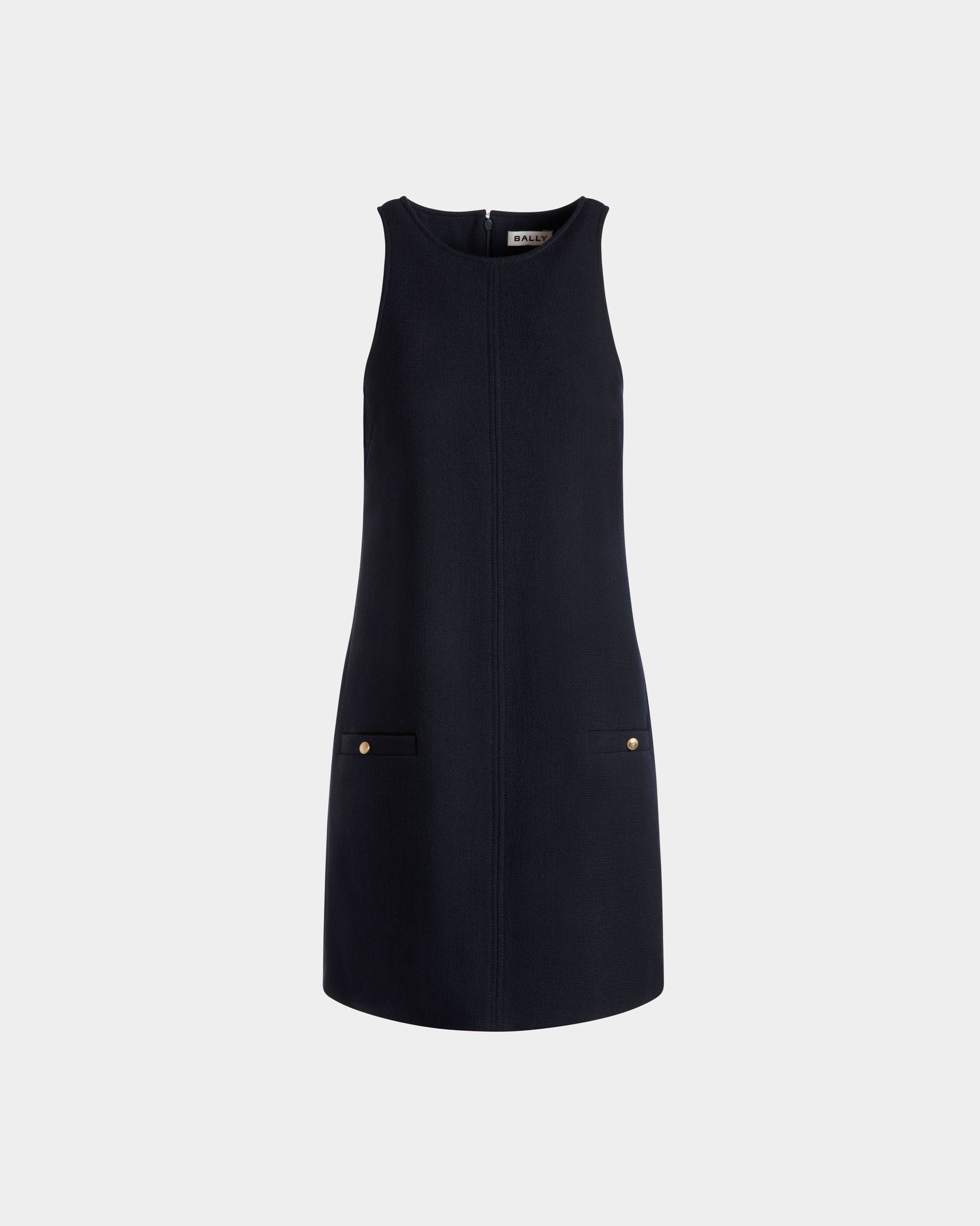A-Linien-Minikleid Aus Wolle In Navy Blue - Damen - Bally - 01