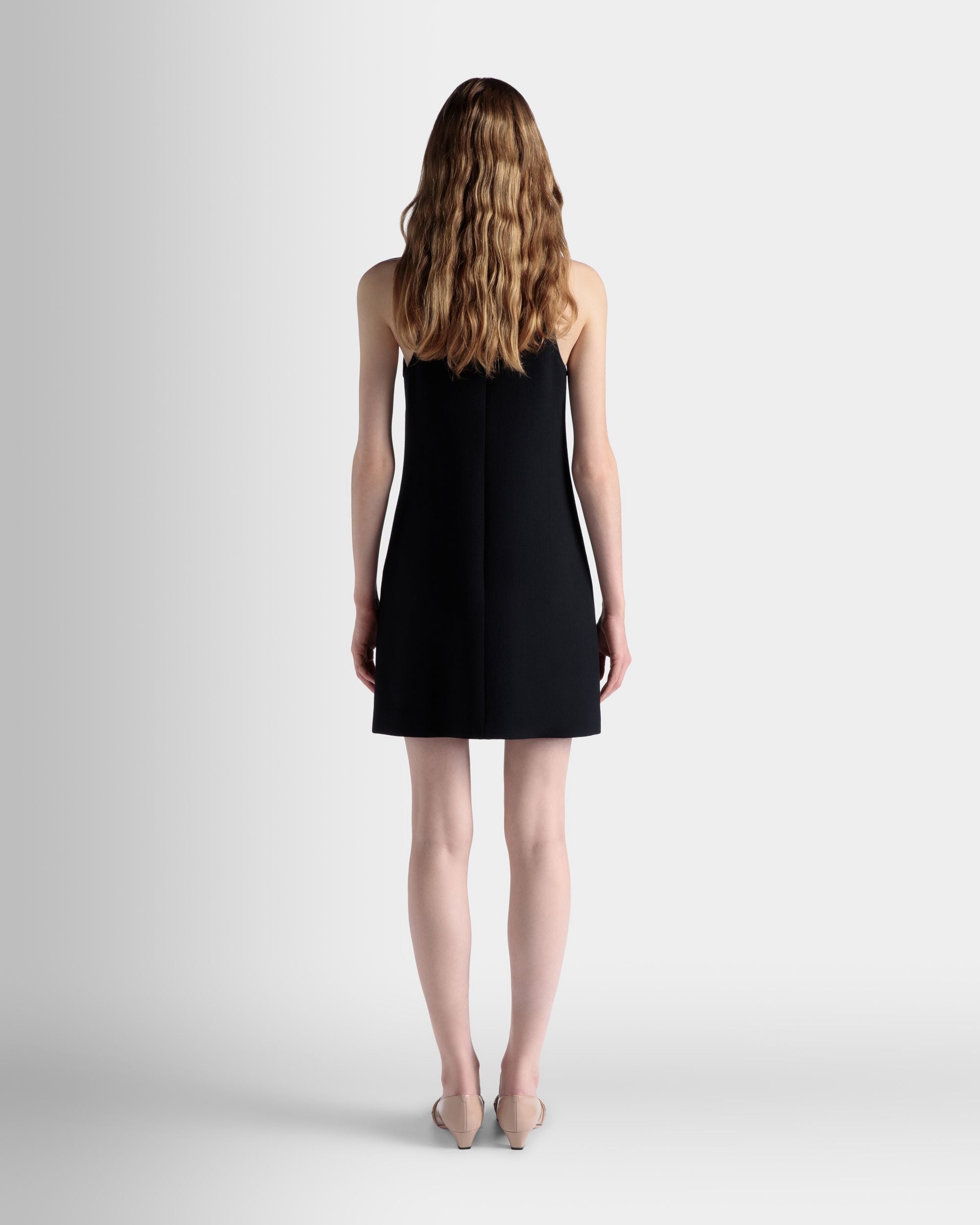 A-Linien-Minikleid Aus Wolle In Navy Blue - Damen - Bally - 06