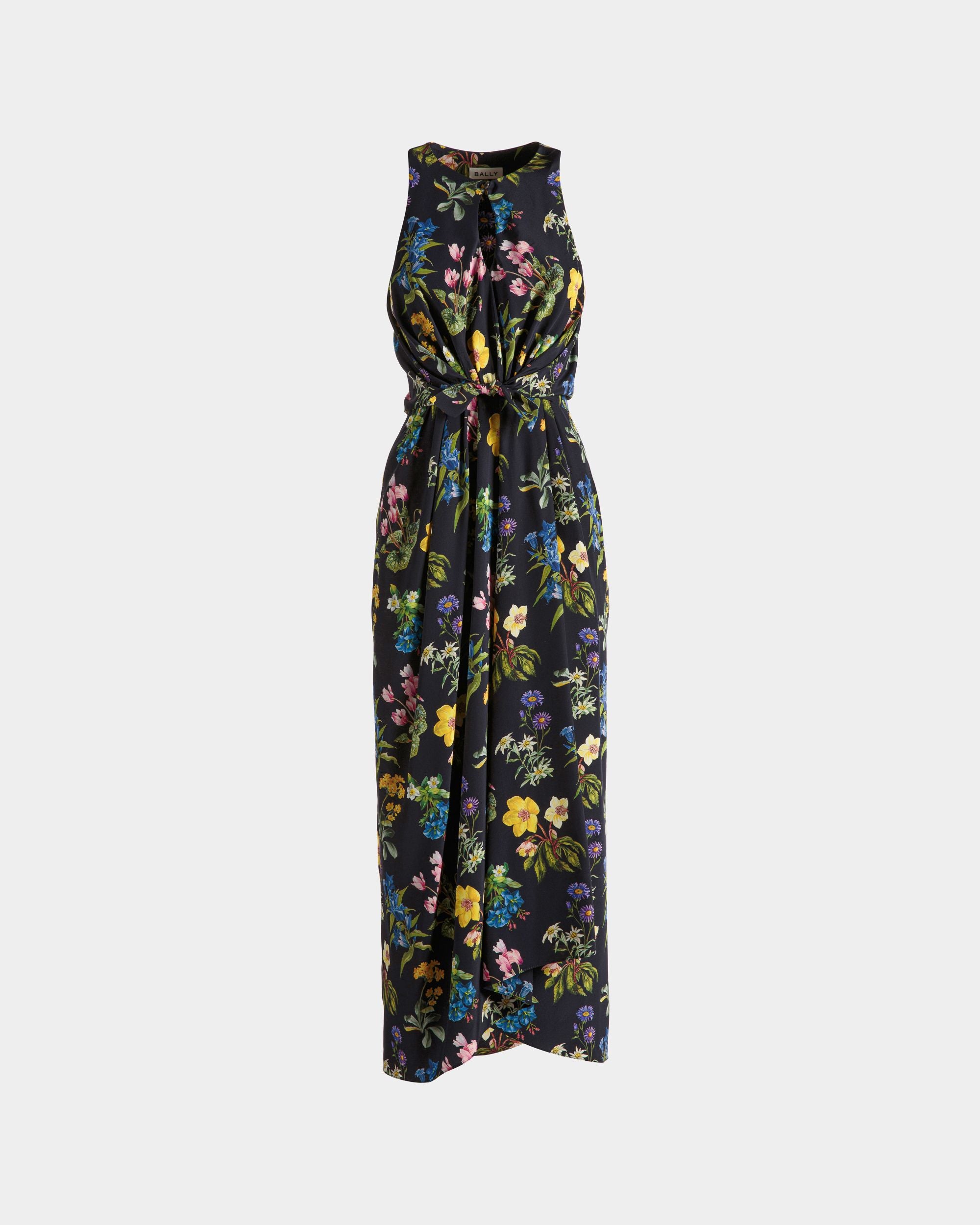 Abito Midi Smanicato In Seta Con Stampa Mountain Flower - Donna - Bally - 01