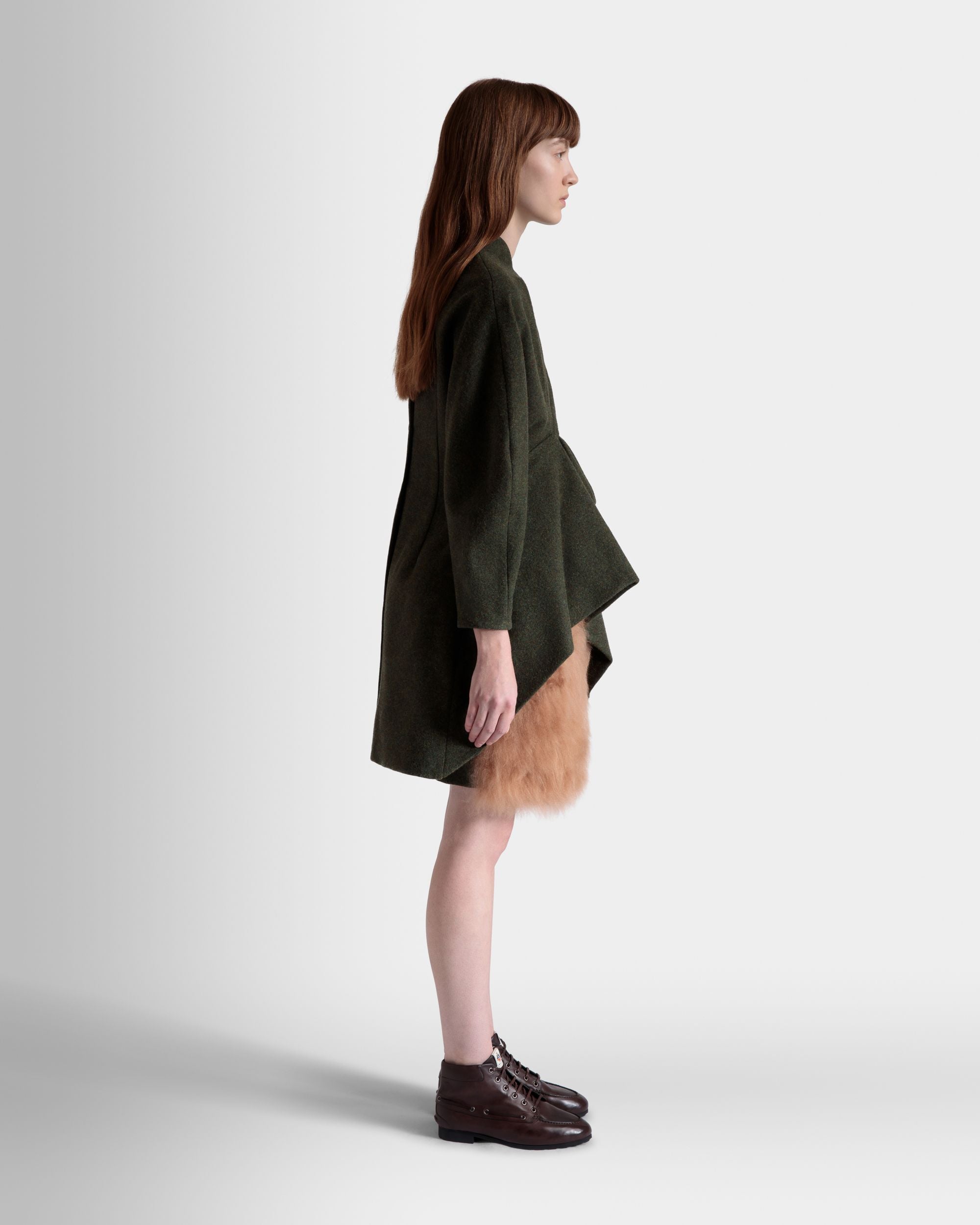 Asymmetric Dress In Dark Green Wool - Women's - Bally - 05