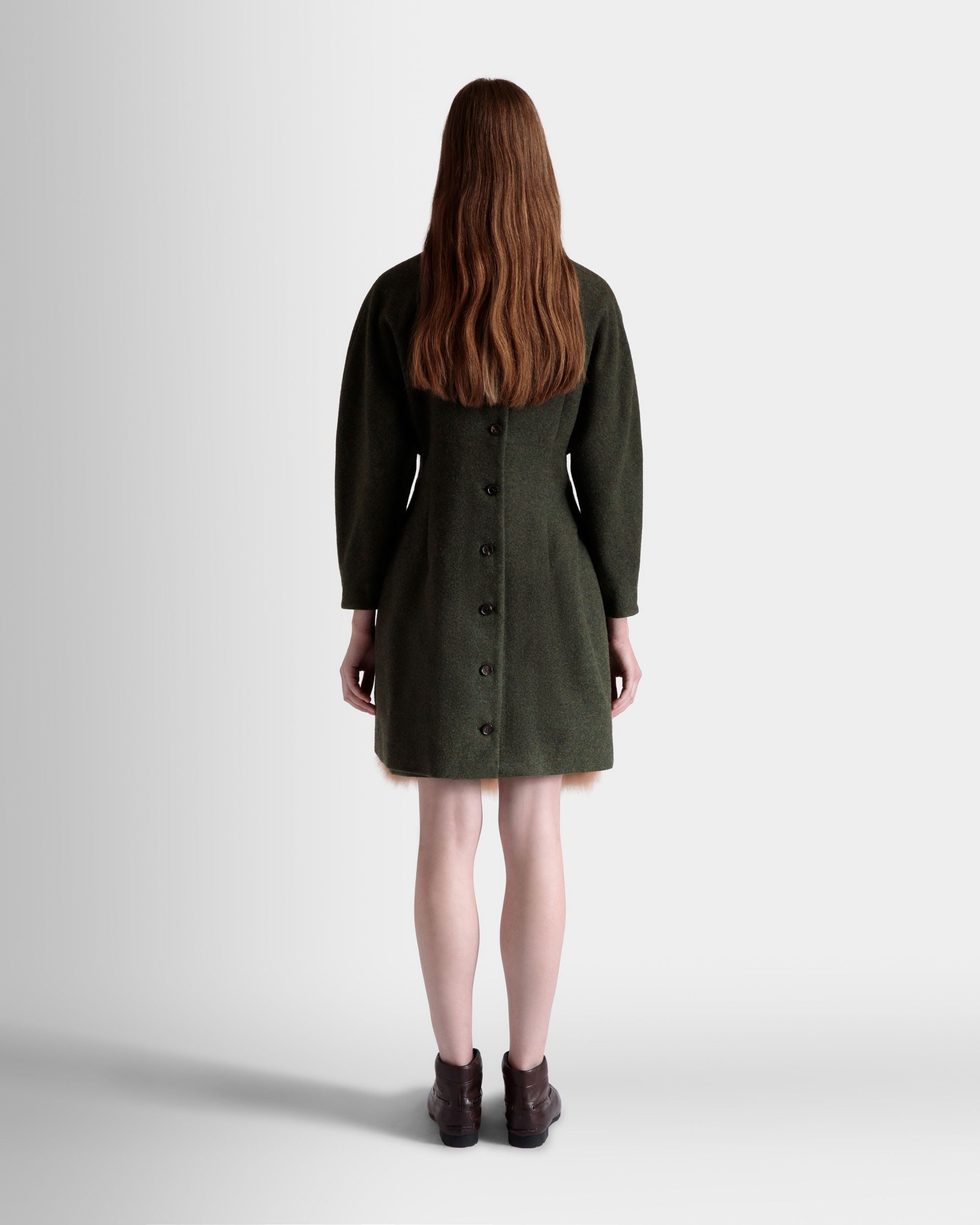 Asymmetric Dress In Dark Green Wool - Women's - Bally - 06